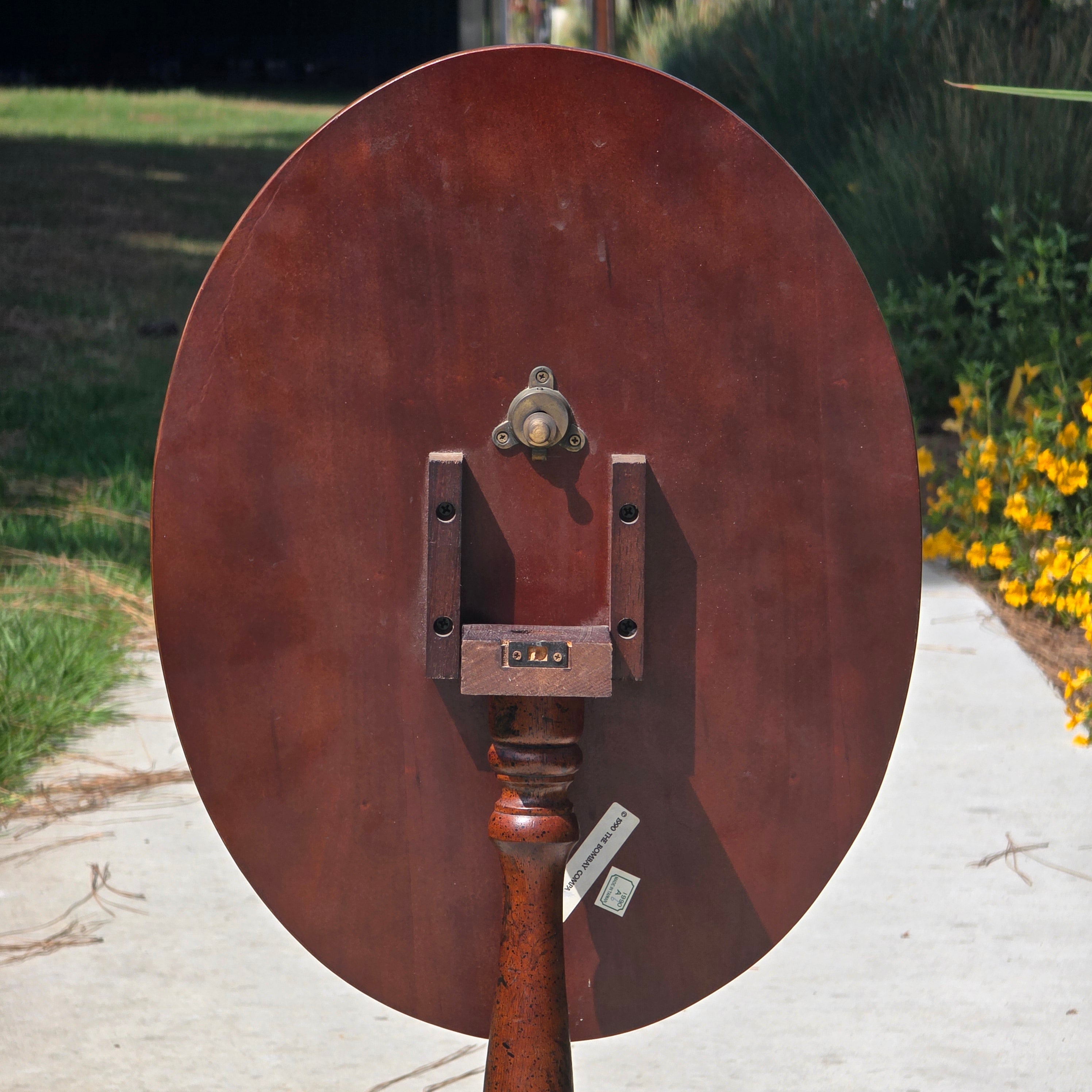 Bombay Company 1990 Vintage Tilt Top Side Table Burl Wood Finish Tripod Pedestal