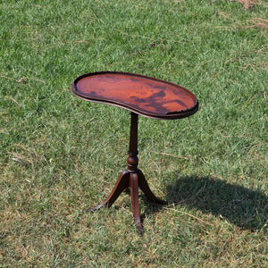 Rare Ferguson Bros 7640 Kidney Candle Stand Table Scalloped Rim Stamped Leather