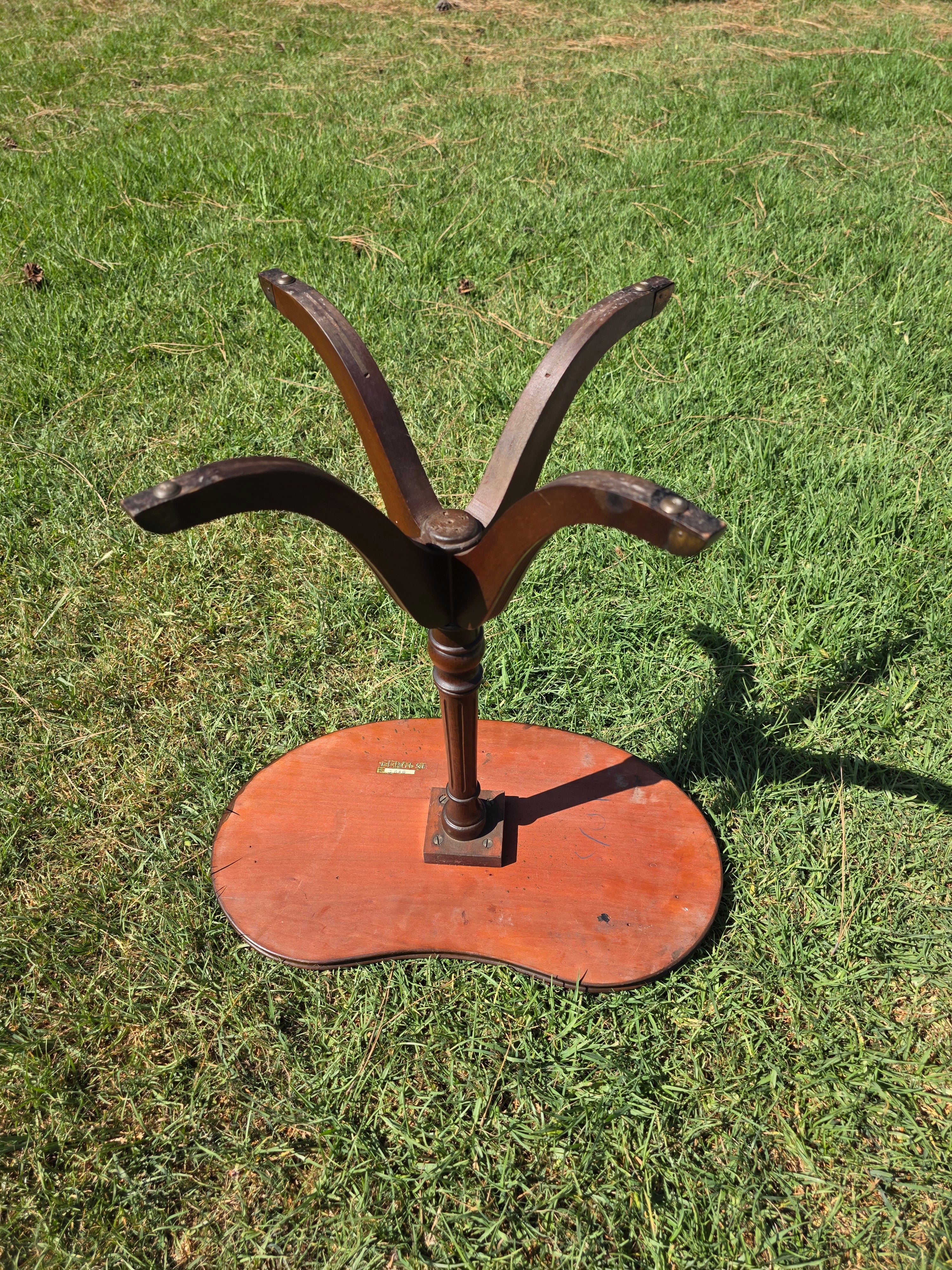 Rare Ferguson Bros 7640 Kidney Candle Stand Table Scalloped Rim Stamped Leather
