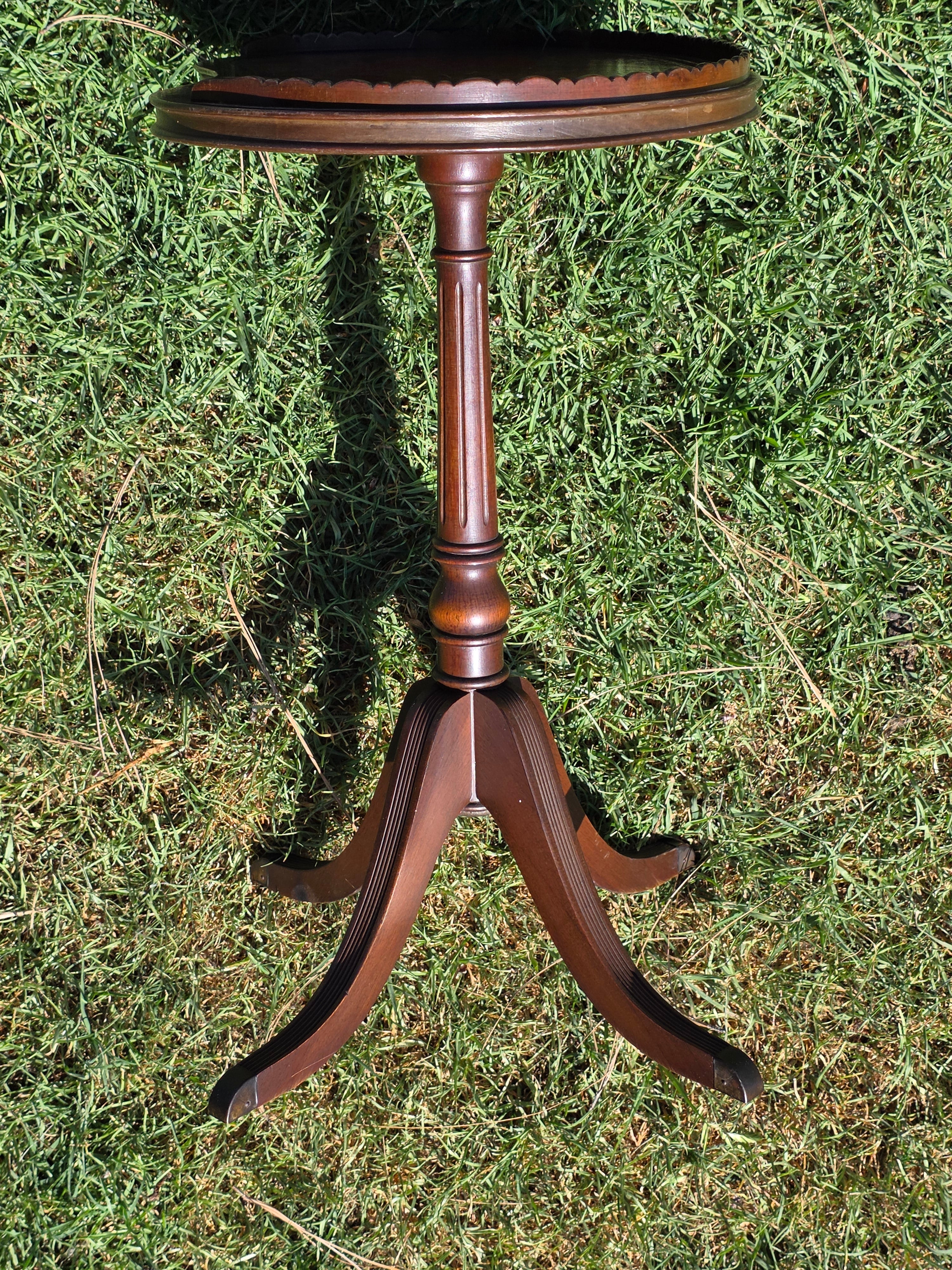 Rare Ferguson Bros 7640 Kidney Candle Stand Table Scalloped Rim Stamped Leather