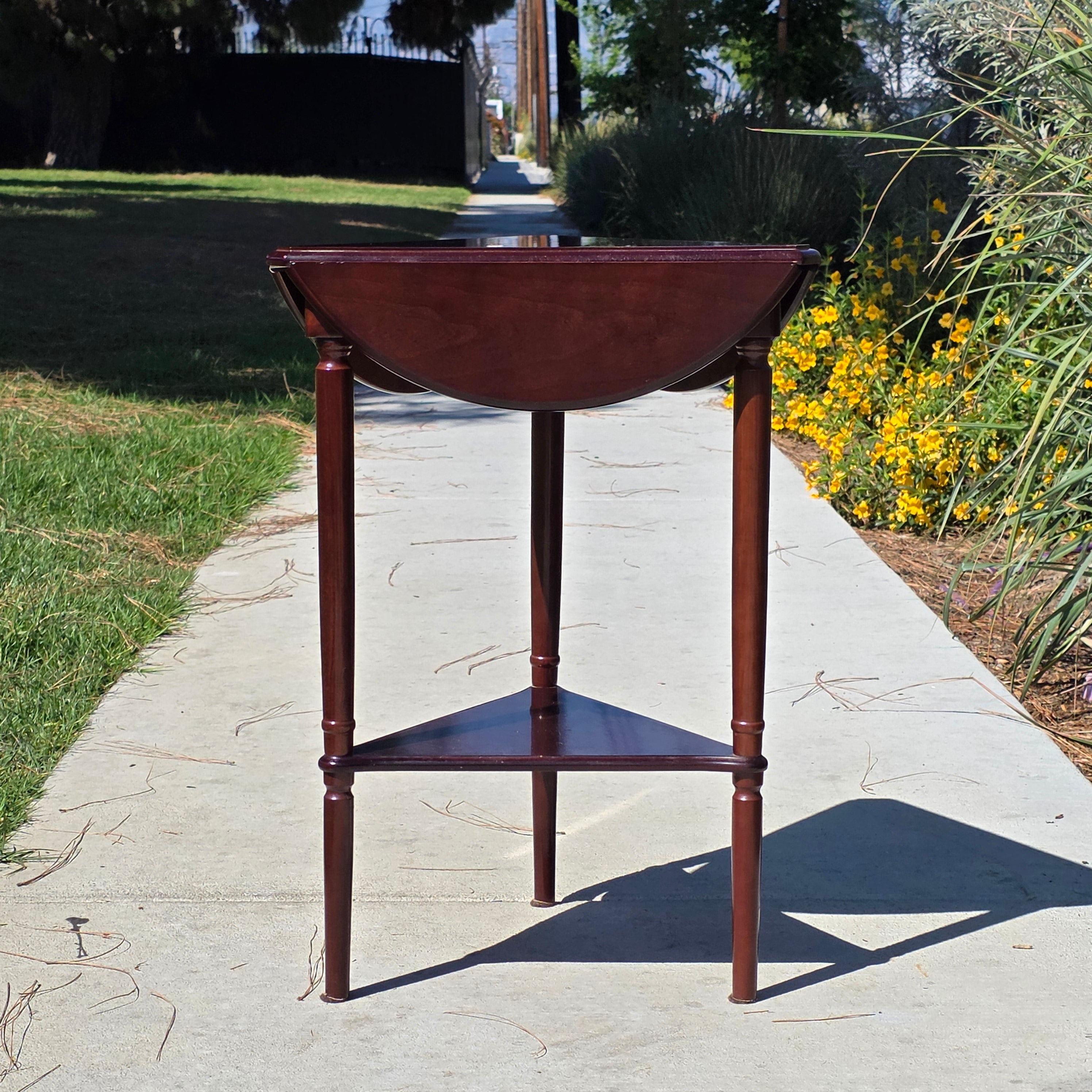 Bombay Company Vintage Drop Leaf Round Side Table Triangle 3-Way Folding 2003