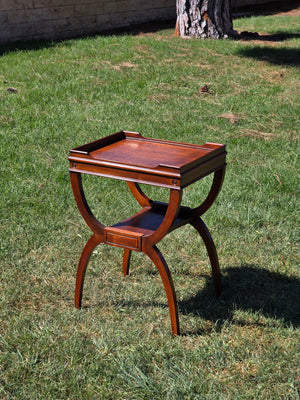 Carolina Panel Company Vintage Double Arc Tray Top Side Table Mahogany Curule