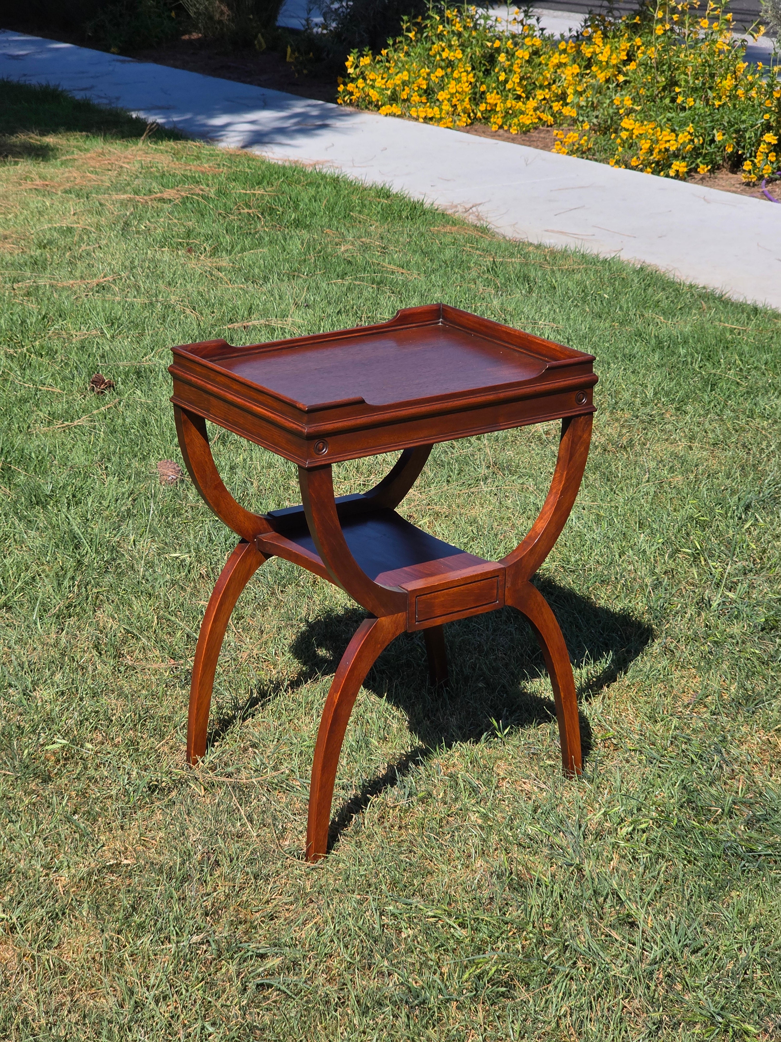 Carolina Panel Company Vintage Double Arc Tray Top Side Table Mahogany Curule