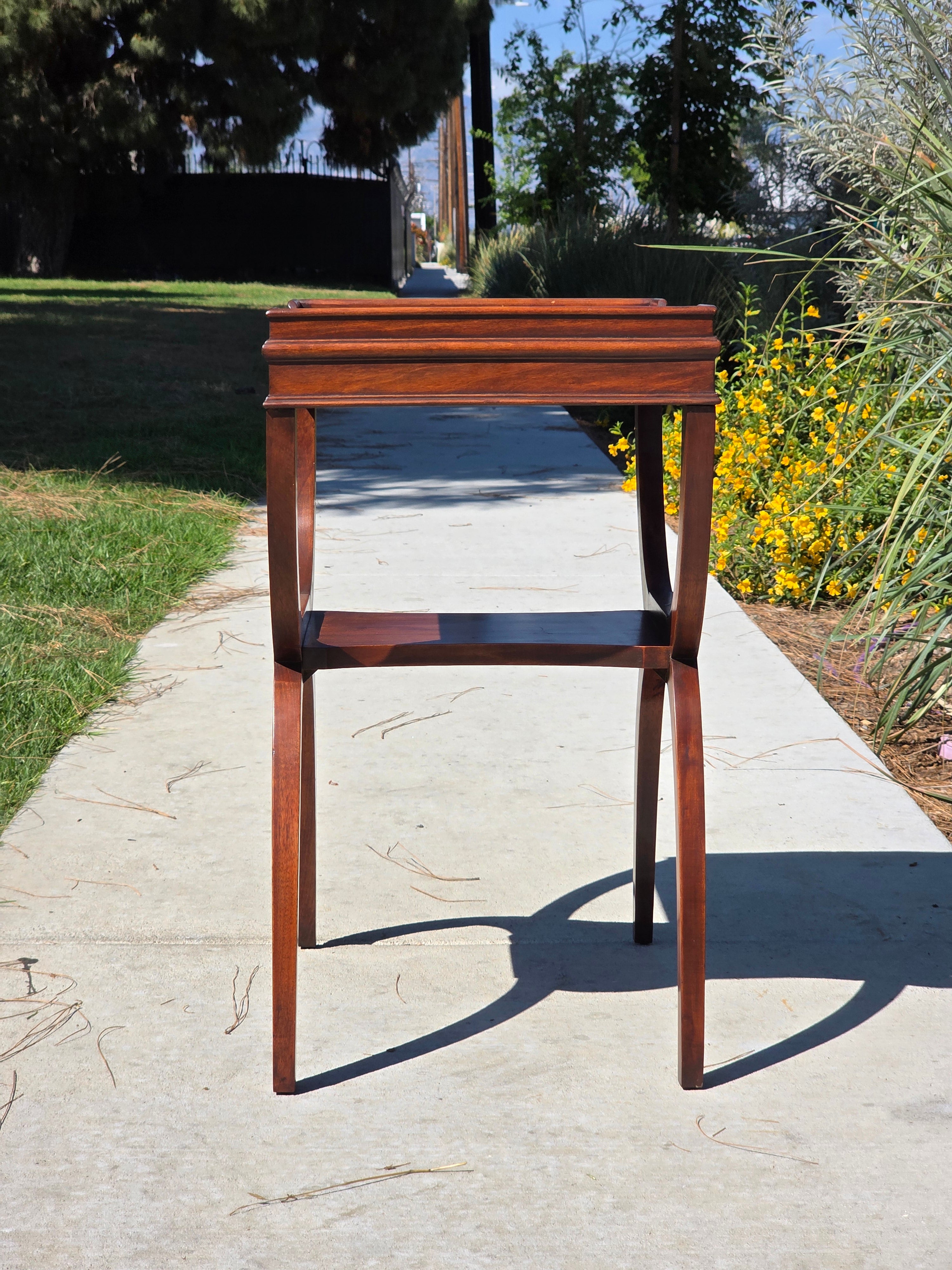 Carolina Panel Company Vintage Double Arc Tray Top Side Table Mahogany Curule