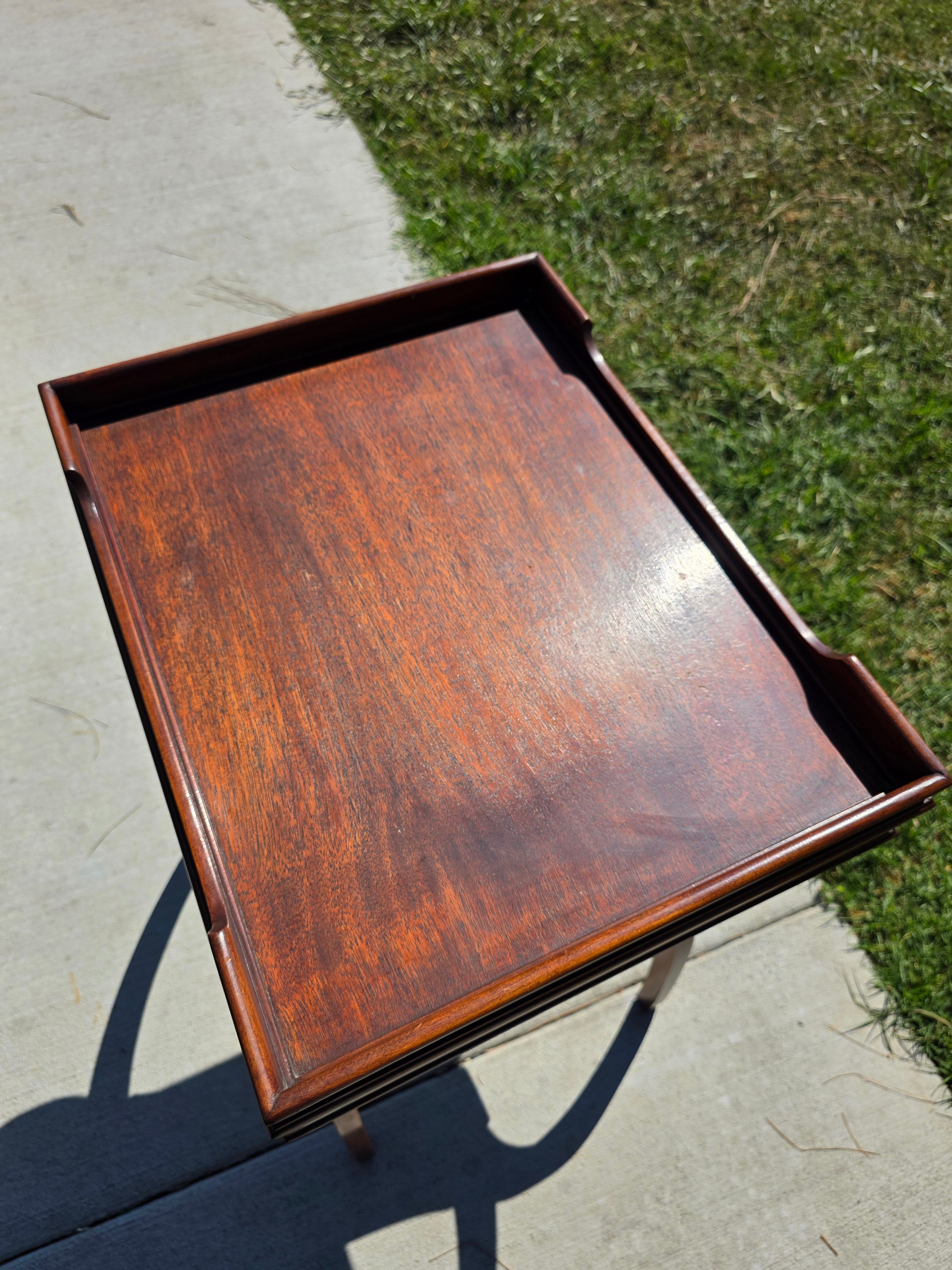 Carolina Panel Company Vintage Double Arc Tray Top Side Table Mahogany Curule