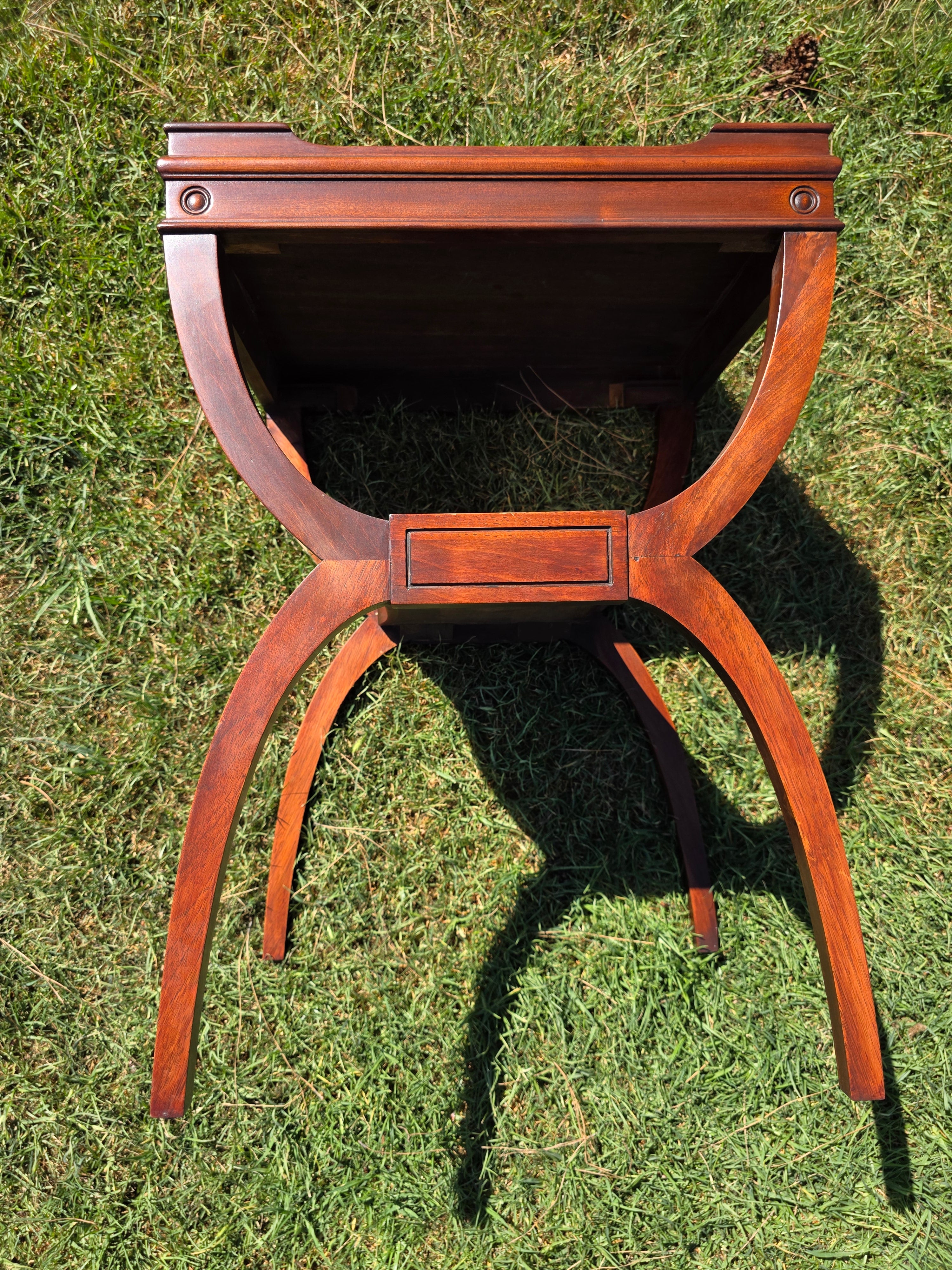 Carolina Panel Company Vintage Double Arc Tray Top Side Table Mahogany Curule