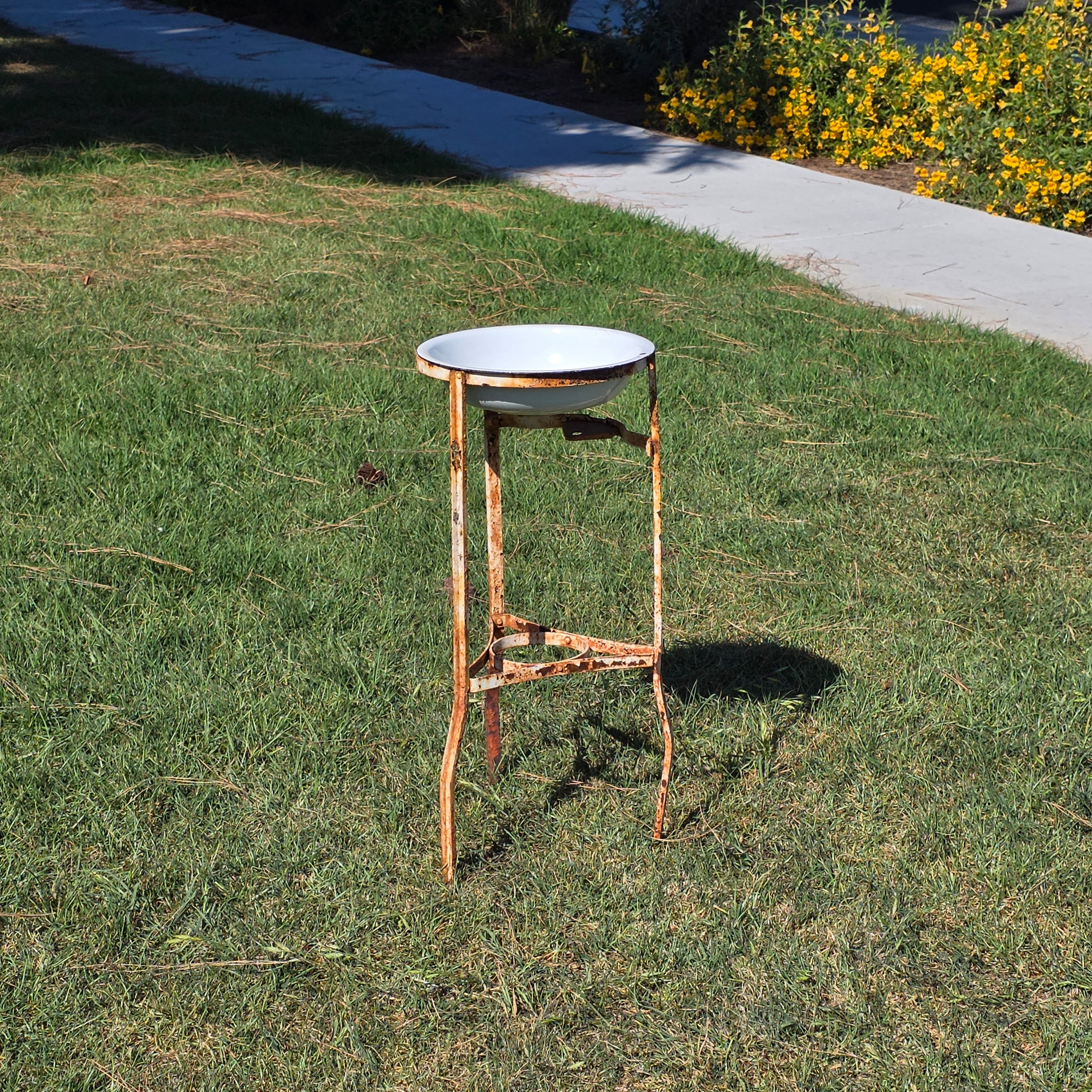 Vintage Industrial Wash Stand Water Cooler Base Enamel Bowl Farmhouse Garden