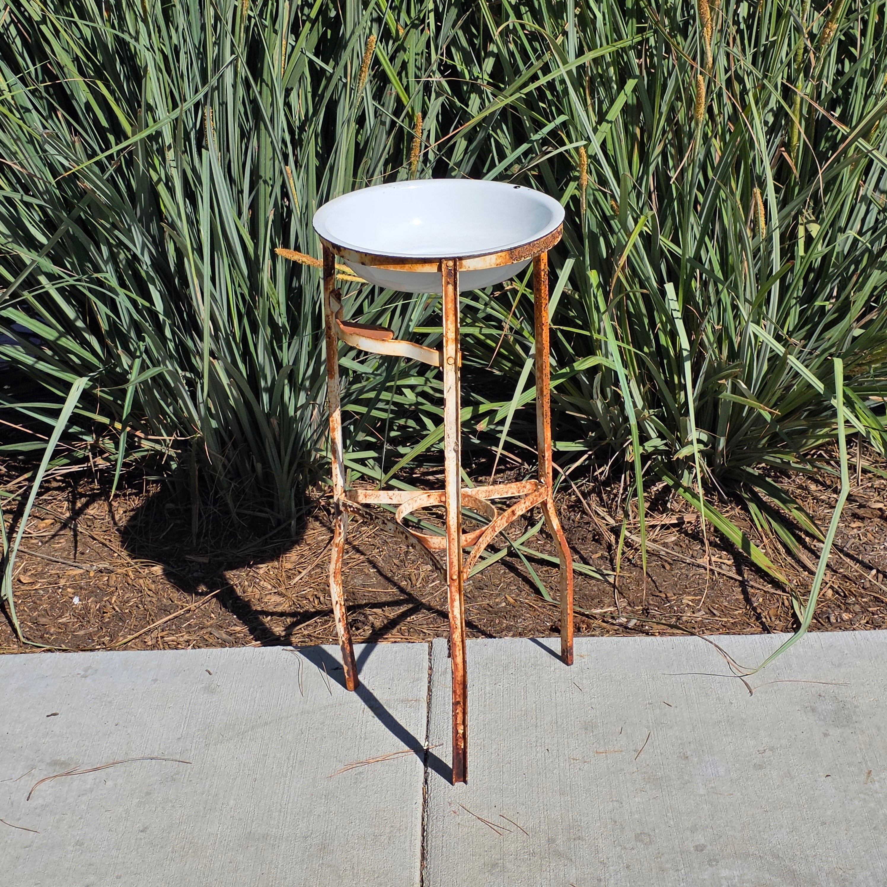 Vintage Industrial Wash Stand Water Cooler Base Enamel Bowl Farmhouse Garden