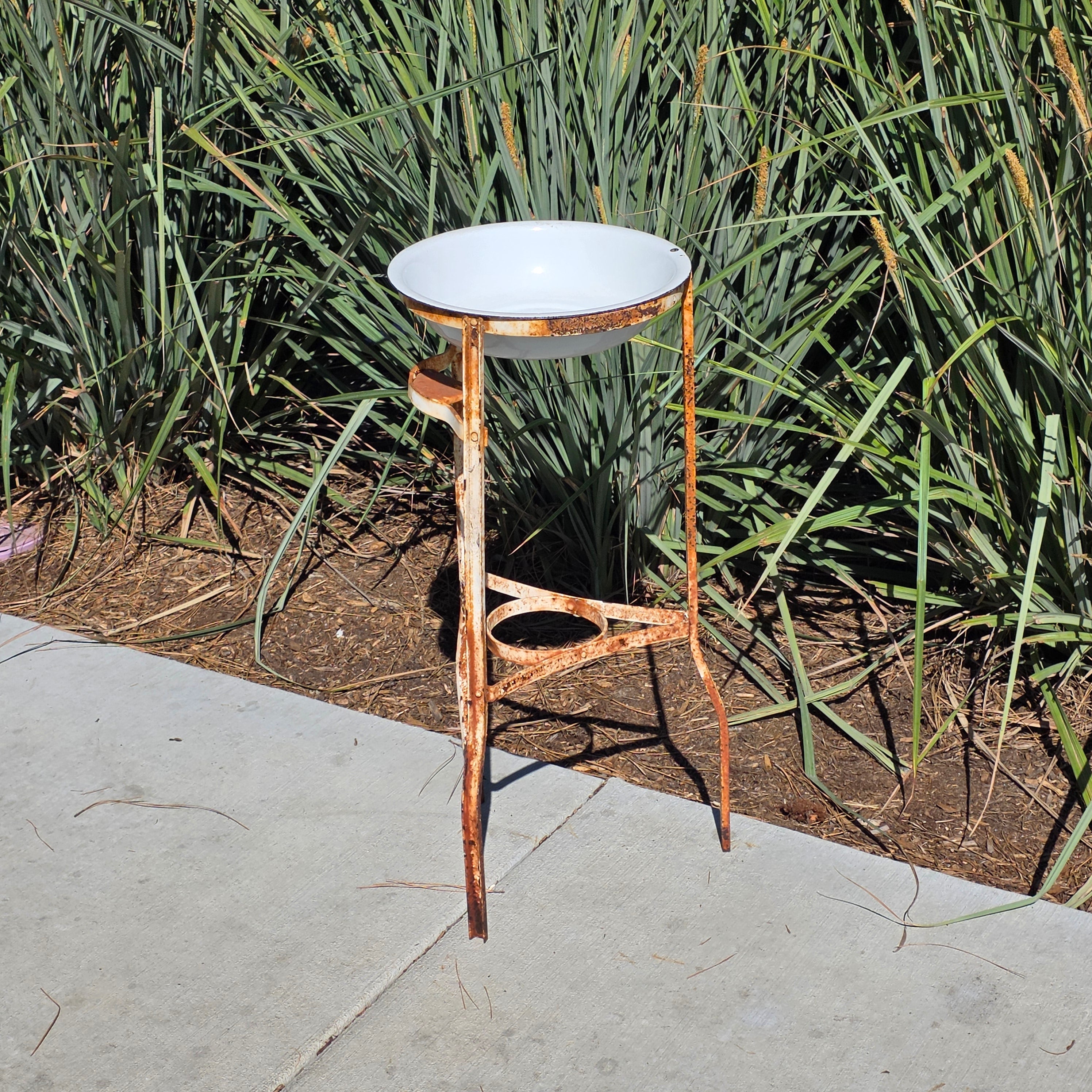 Vintage Industrial Wash Stand Water Cooler Base Enamel Bowl Farmhouse Garden