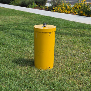 Vintage Mid Century Modern Yellow Plastic Laundry Hamper Scalloped Lid 1960s Retro