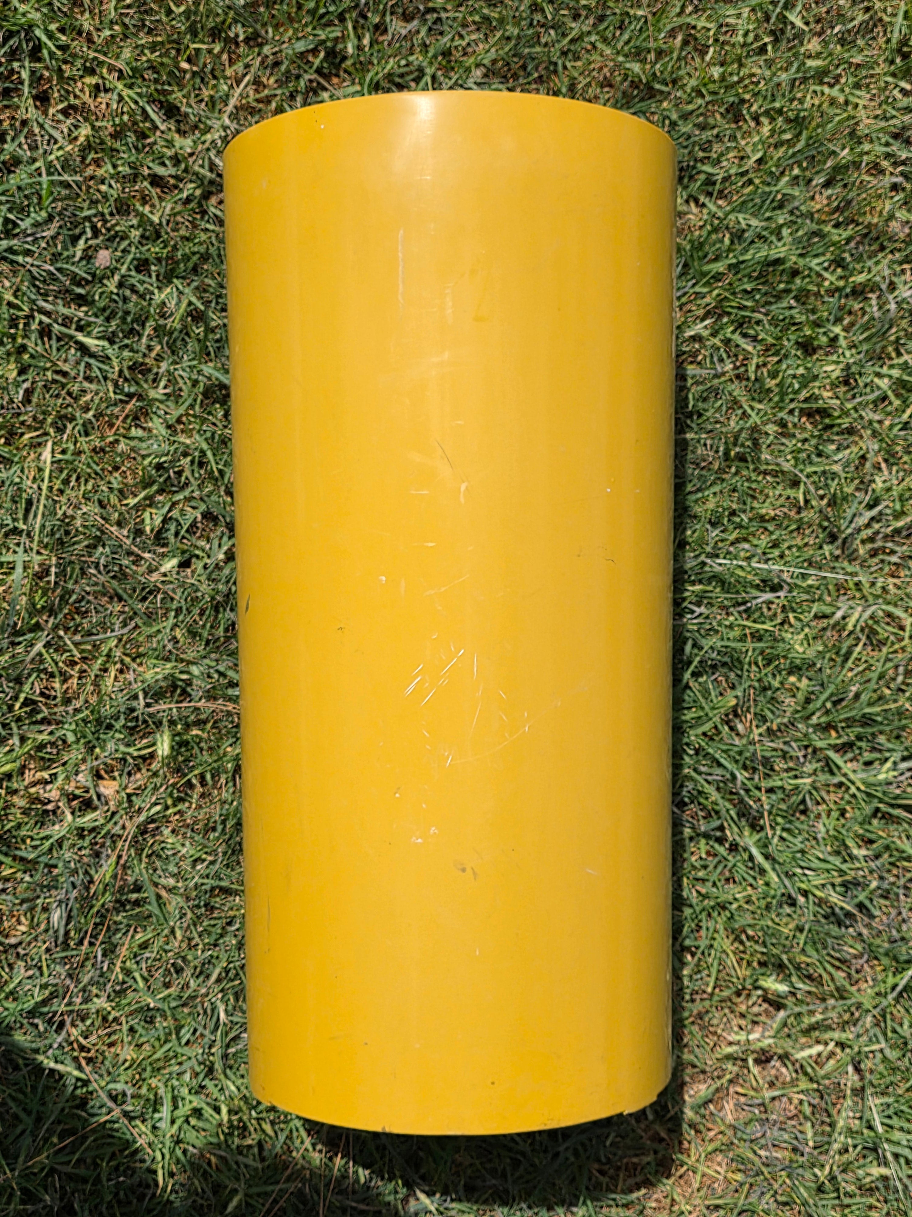 Vintage Mid Century Modern Yellow Plastic Laundry Hamper Scalloped Lid 1960s Retro