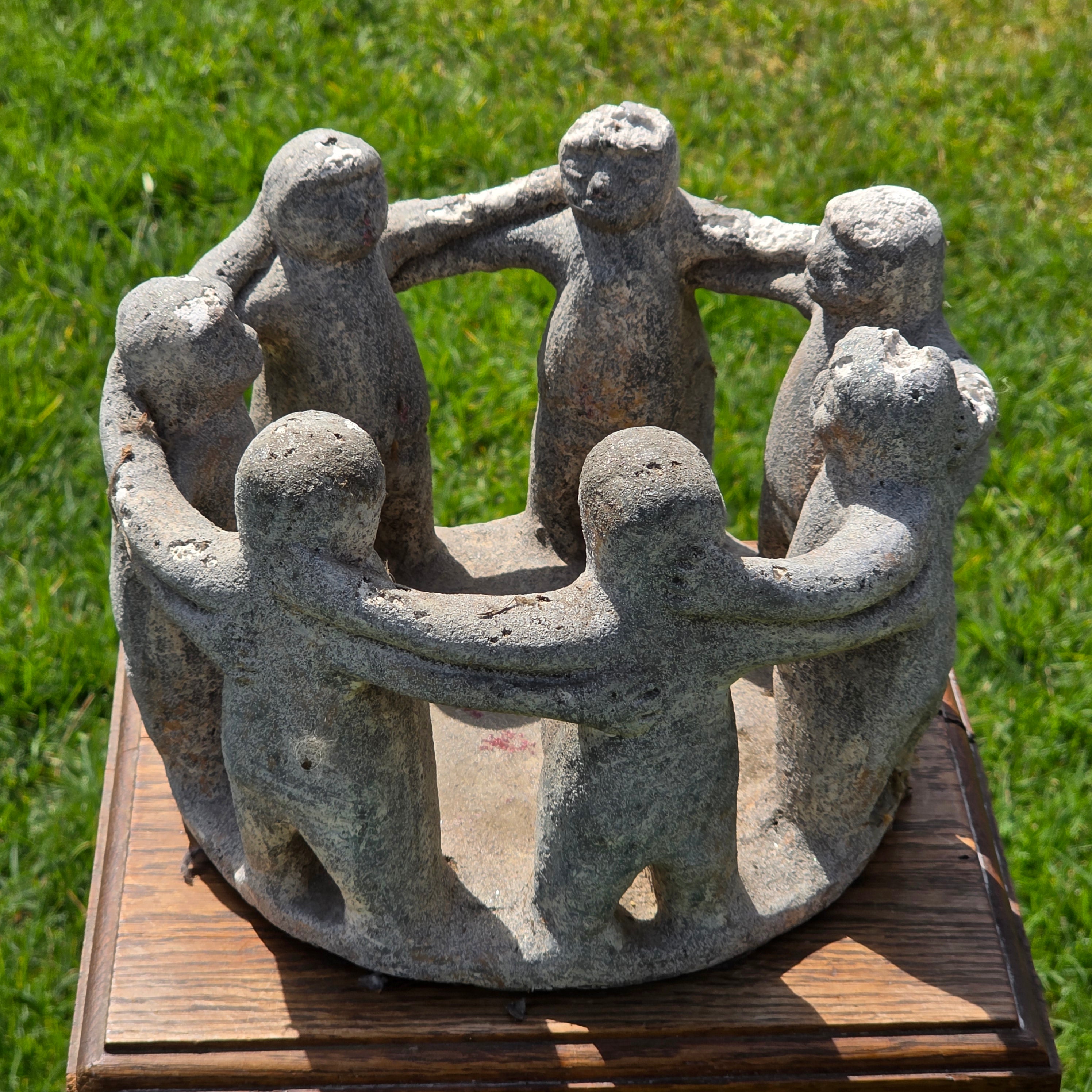 Vintage Circle of Friends Candle Holder 7 People Terracotta Mexican Pottery
