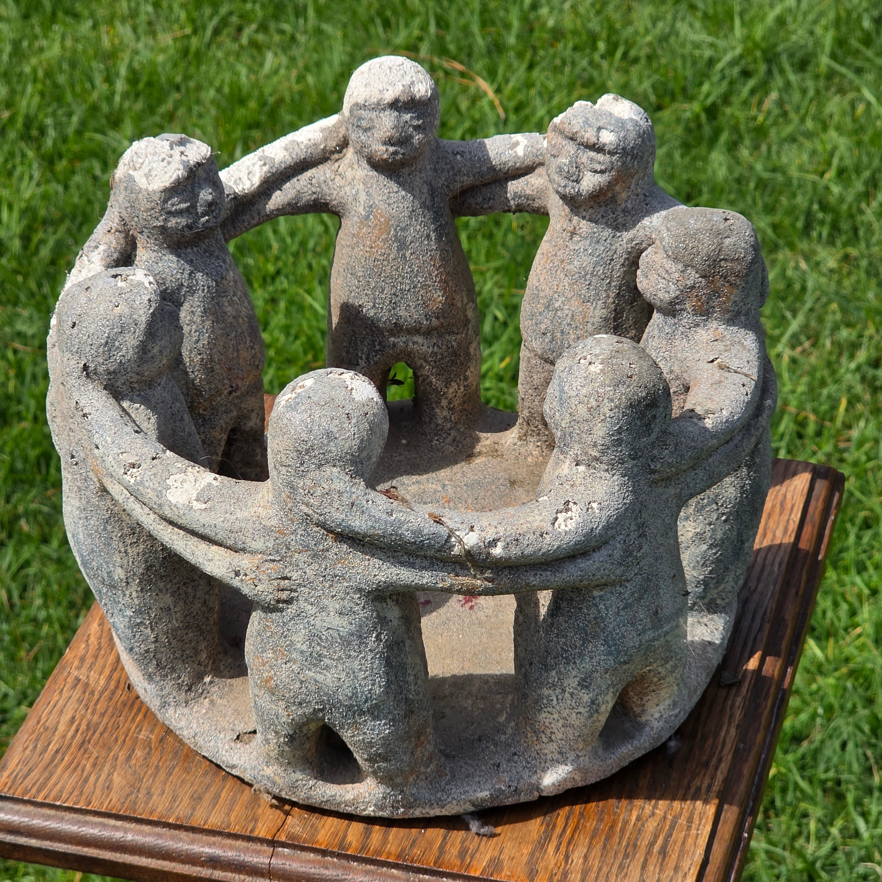 Vintage Circle of Friends Candle Holder 7 People Terracotta Mexican Pottery