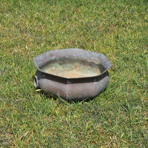 Vintage Octagon Copper Cauldron Planter Pot Paw Feet Ring Handles Large 16"