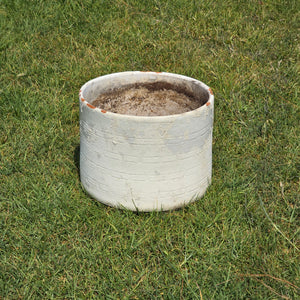 Vintage White Glazed Terracotta Planter Large Round Pot Shabby Chic Garden 14"