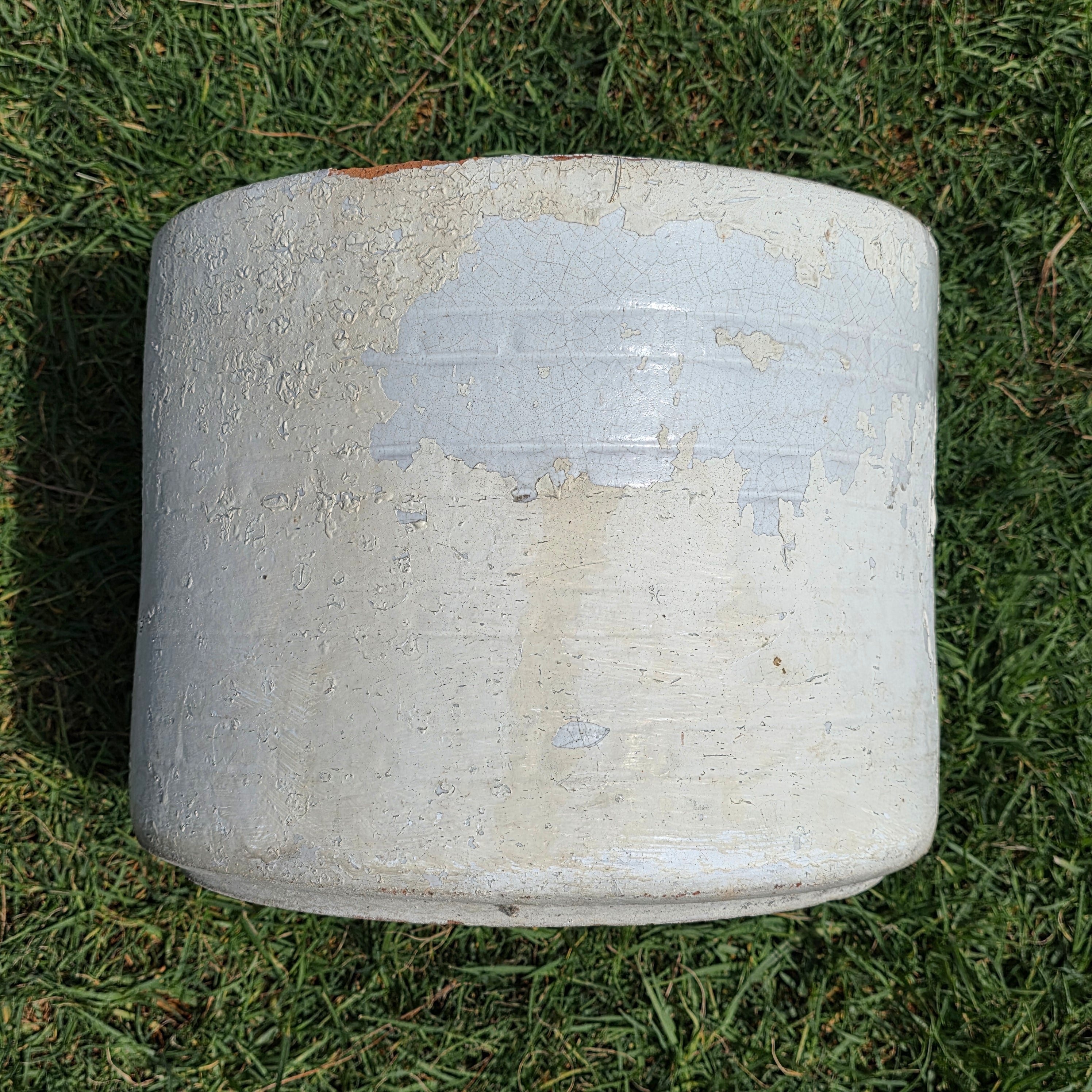 Vintage White Glazed Terracotta Planter Large Round Pot Shabby Chic Garden 14"