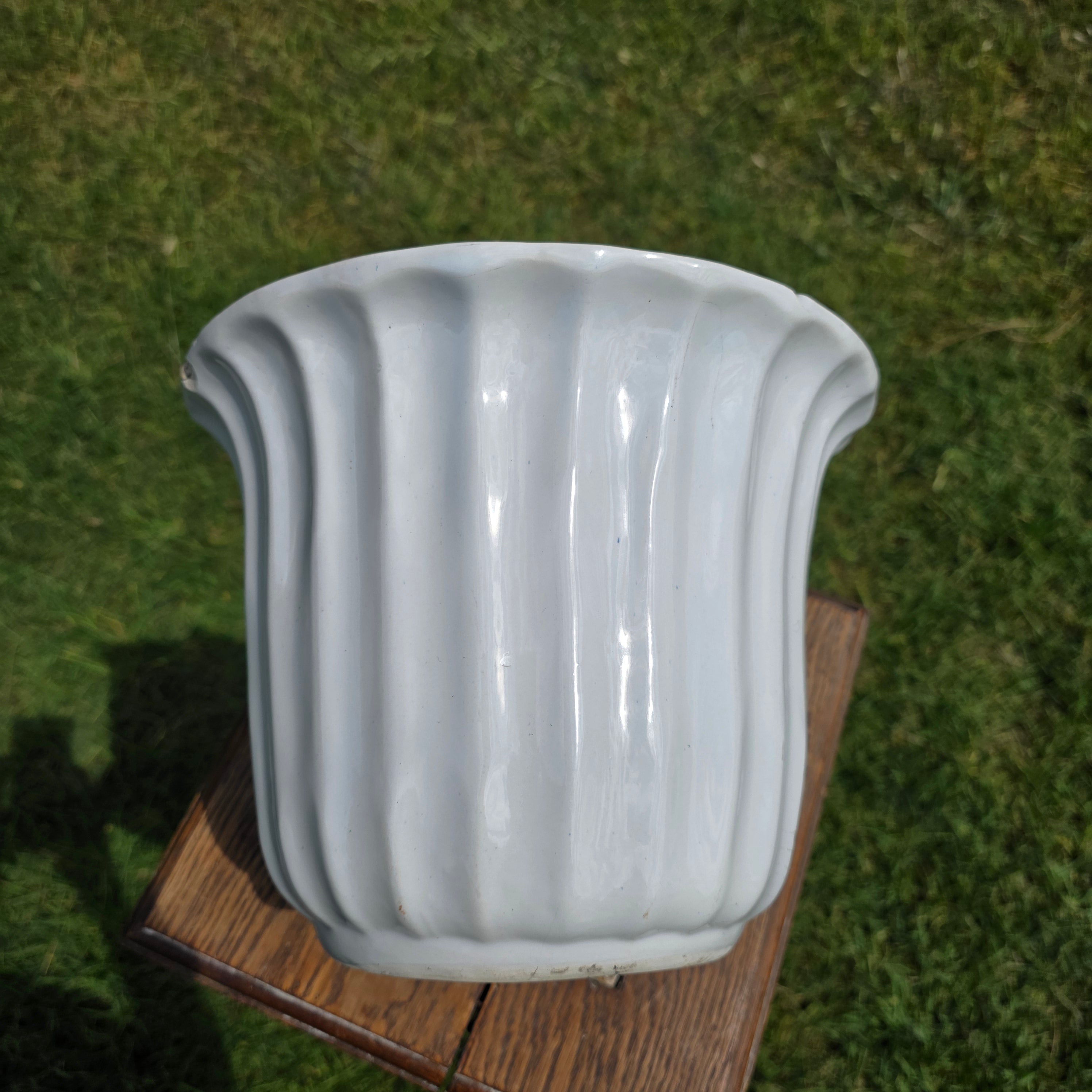 Vintage Maurice Ceramics USA 10 MCM California Pottery White Fluted Planter Bowl