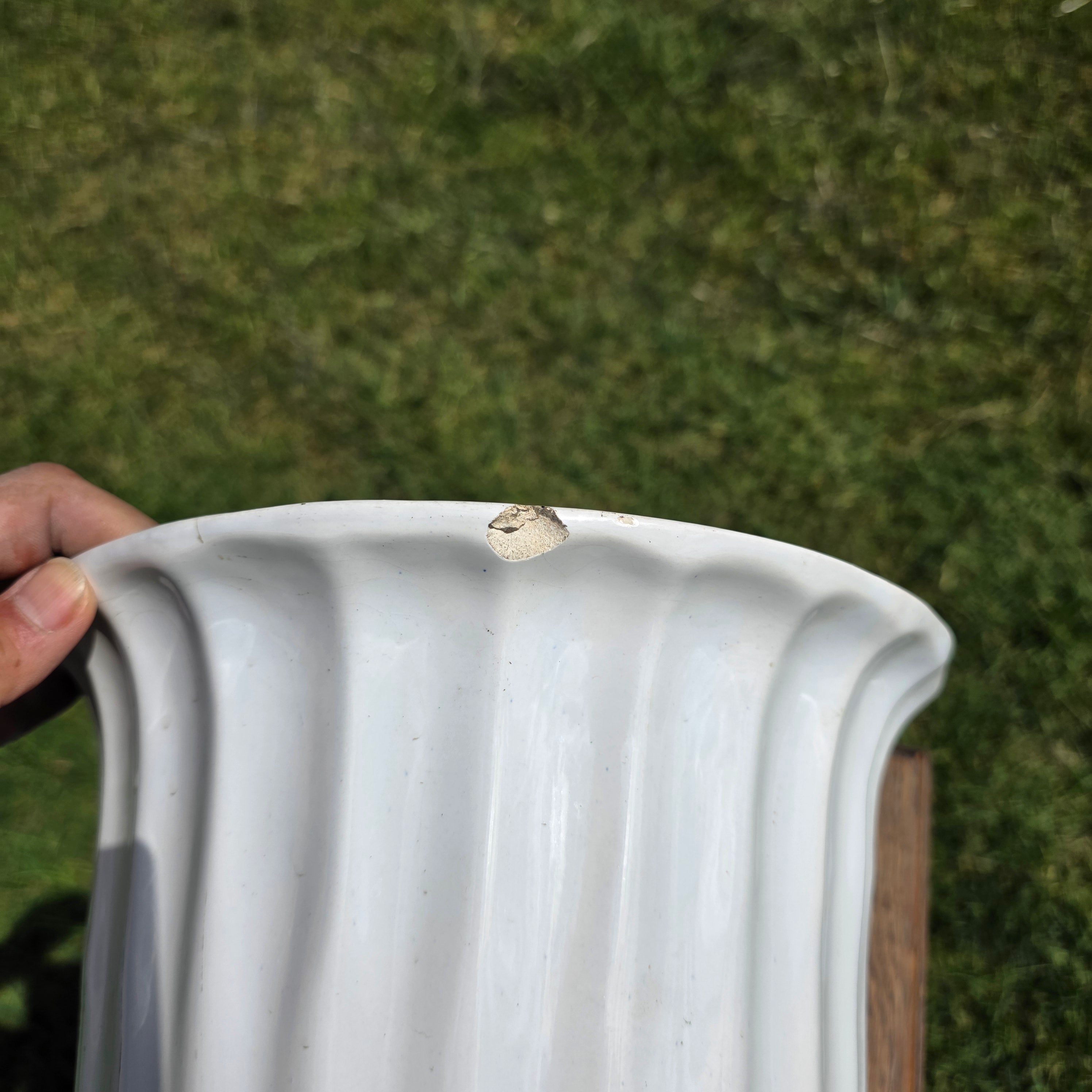 Vintage Maurice Ceramics USA 10 MCM California Pottery White Fluted Planter Bowl