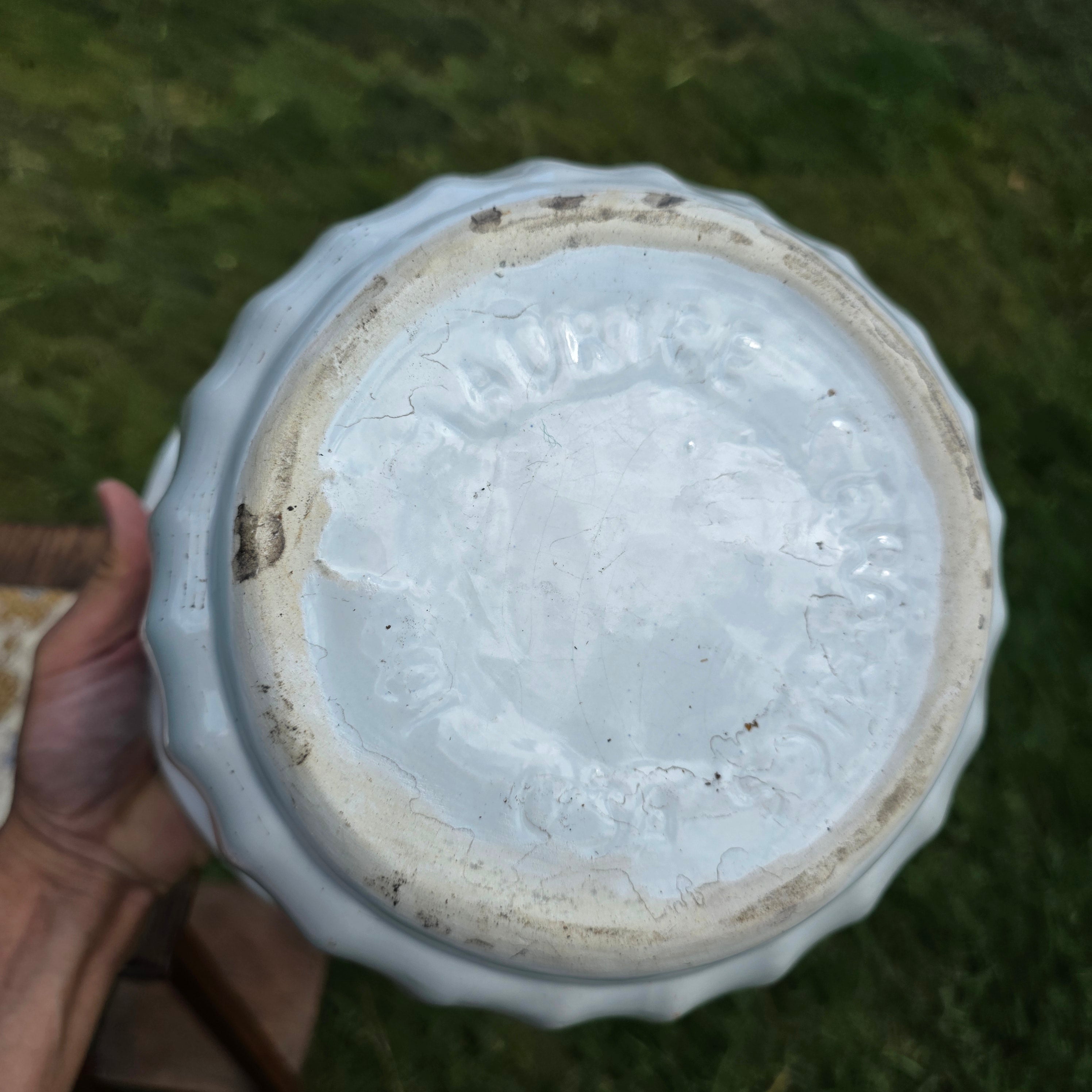 Vintage Maurice Ceramics USA 10 MCM California Pottery White Fluted Planter Bowl