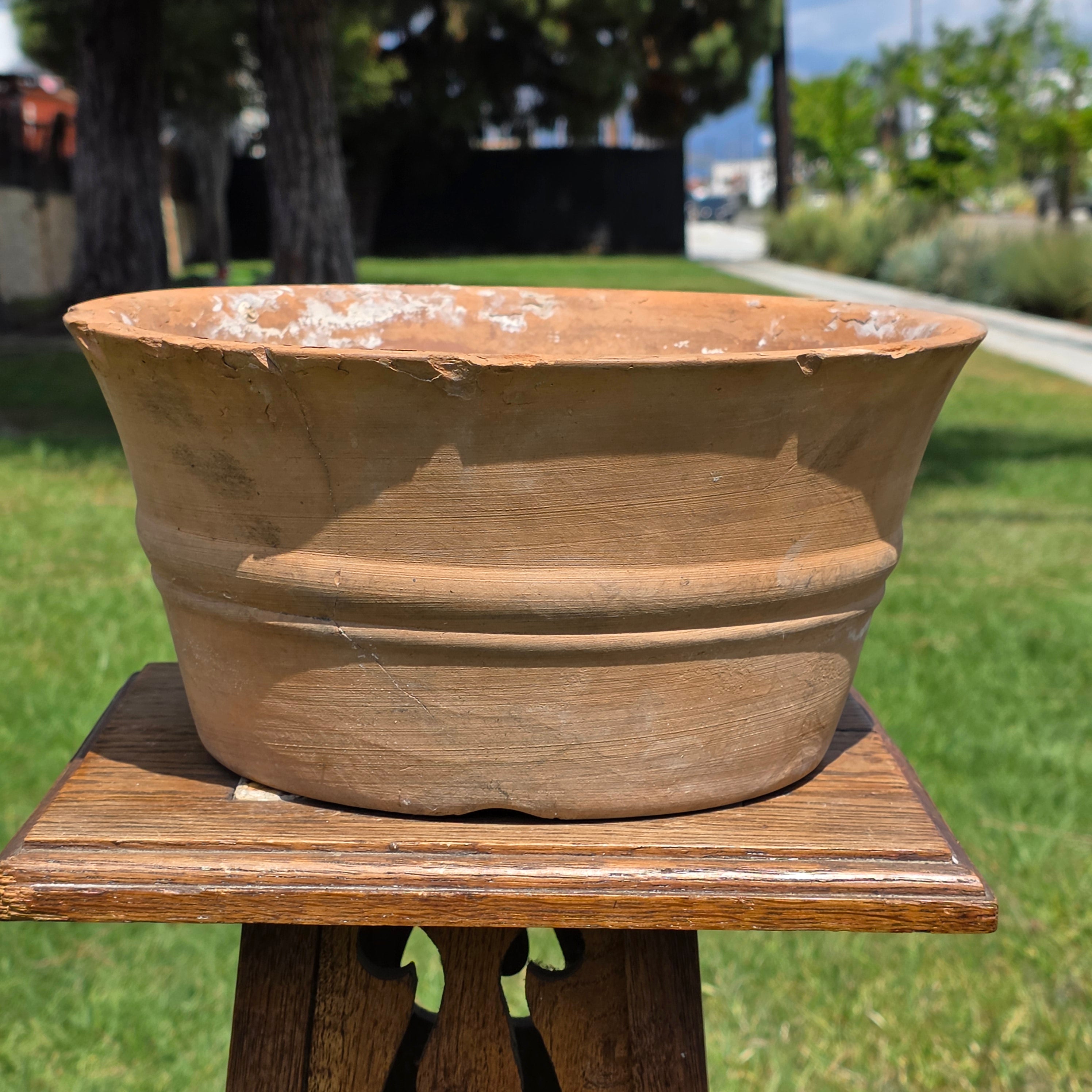 Vintage Italian Terracotta Planter Hand Turned Pottery Rustic Garden Pot 11"