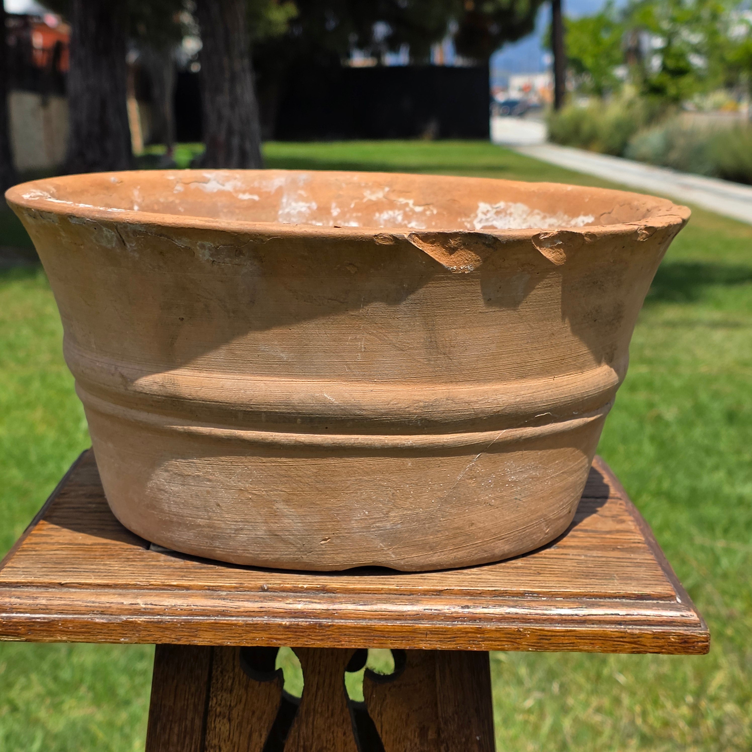 Vintage Italian Terracotta Planter Hand Turned Pottery Rustic Garden Pot 11"