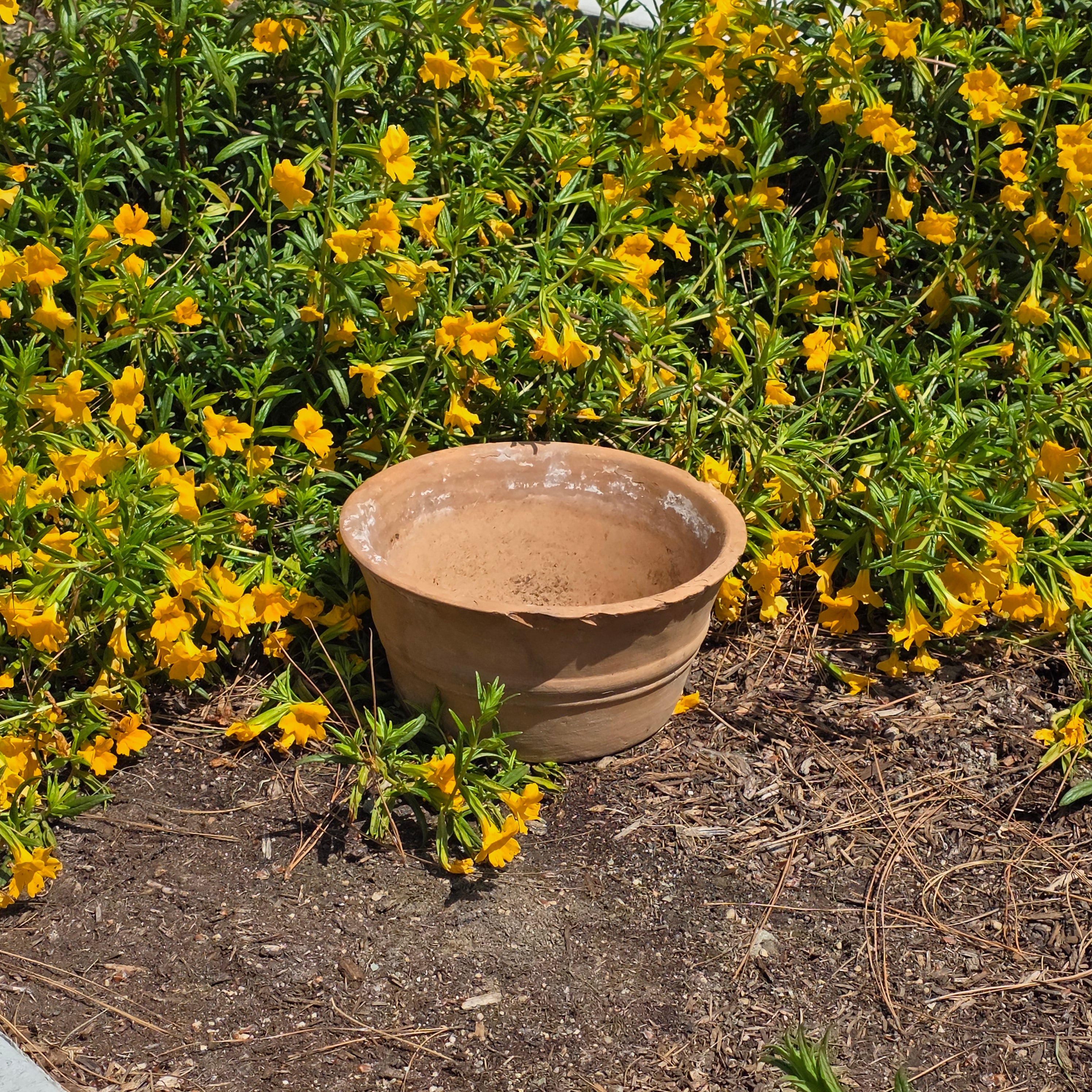 Vintage Italian Terracotta Planter Hand Turned Pottery Rustic Garden Pot 11"