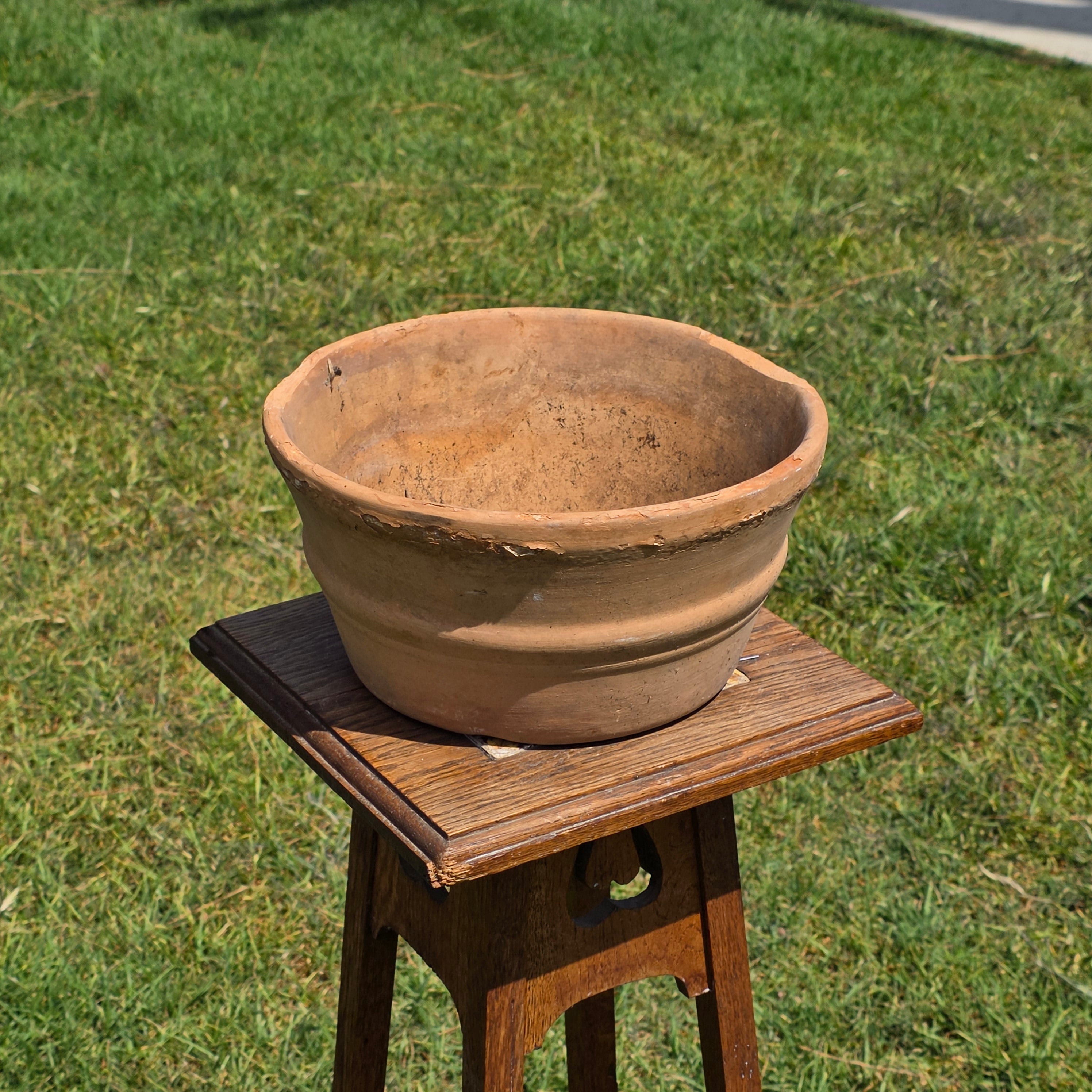 Vintage Italian Terracotta Planter Hand Turned Pottery Rustic Garden Pot 11"