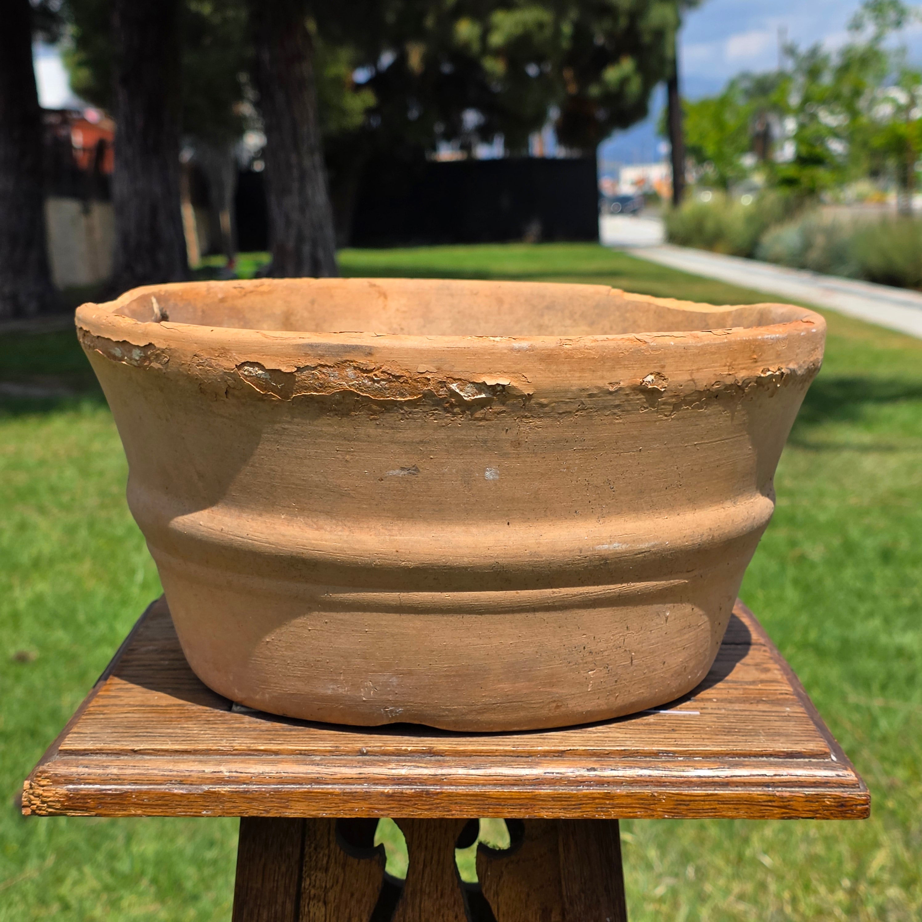 Vintage Italian Terracotta Planter Hand Turned Pottery Rustic Garden Pot 11"