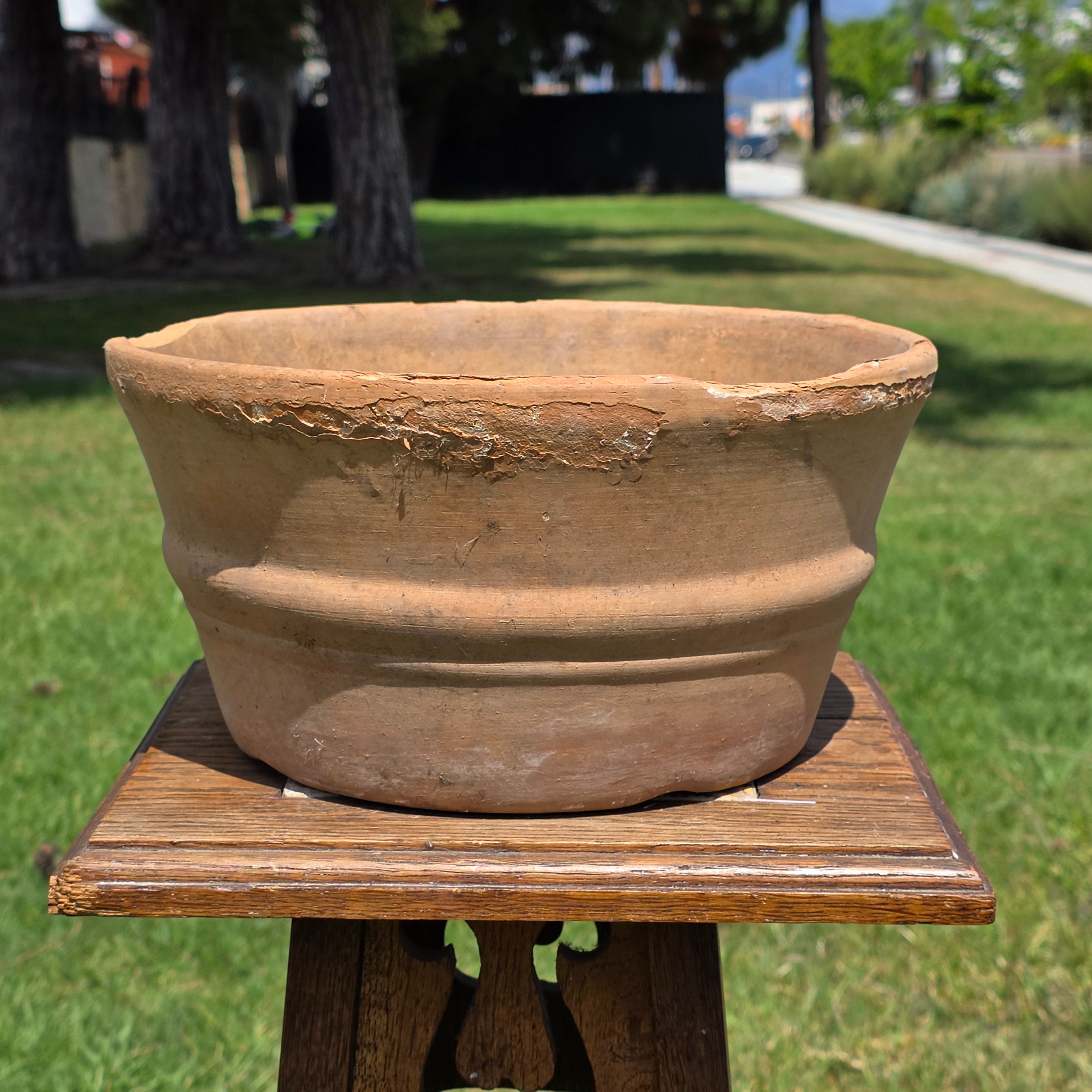 Vintage Italian Terracotta Planter Hand Turned Pottery Rustic Garden Pot 11"