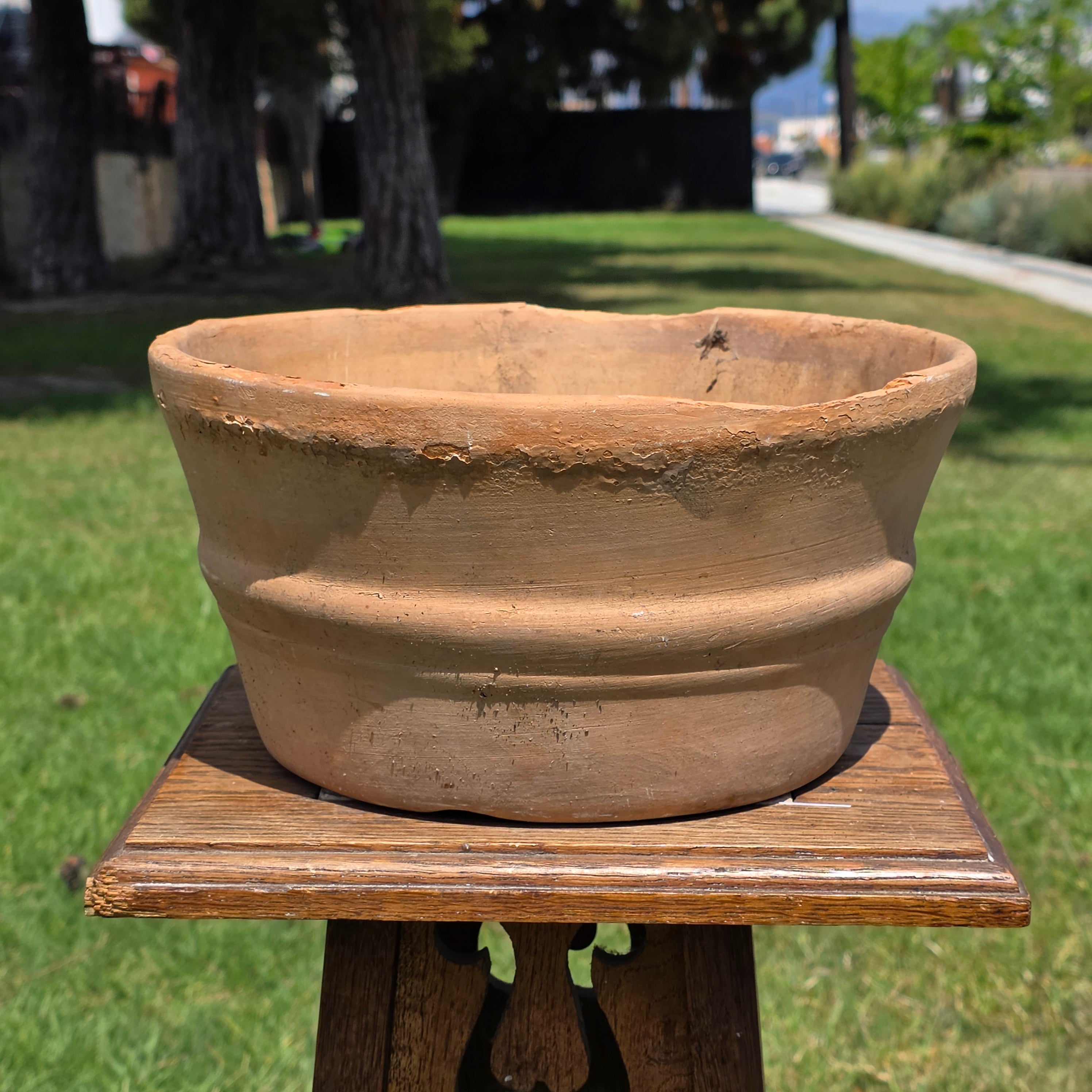 Vintage Italian Terracotta Planter Hand Turned Pottery Rustic Garden Pot 11"