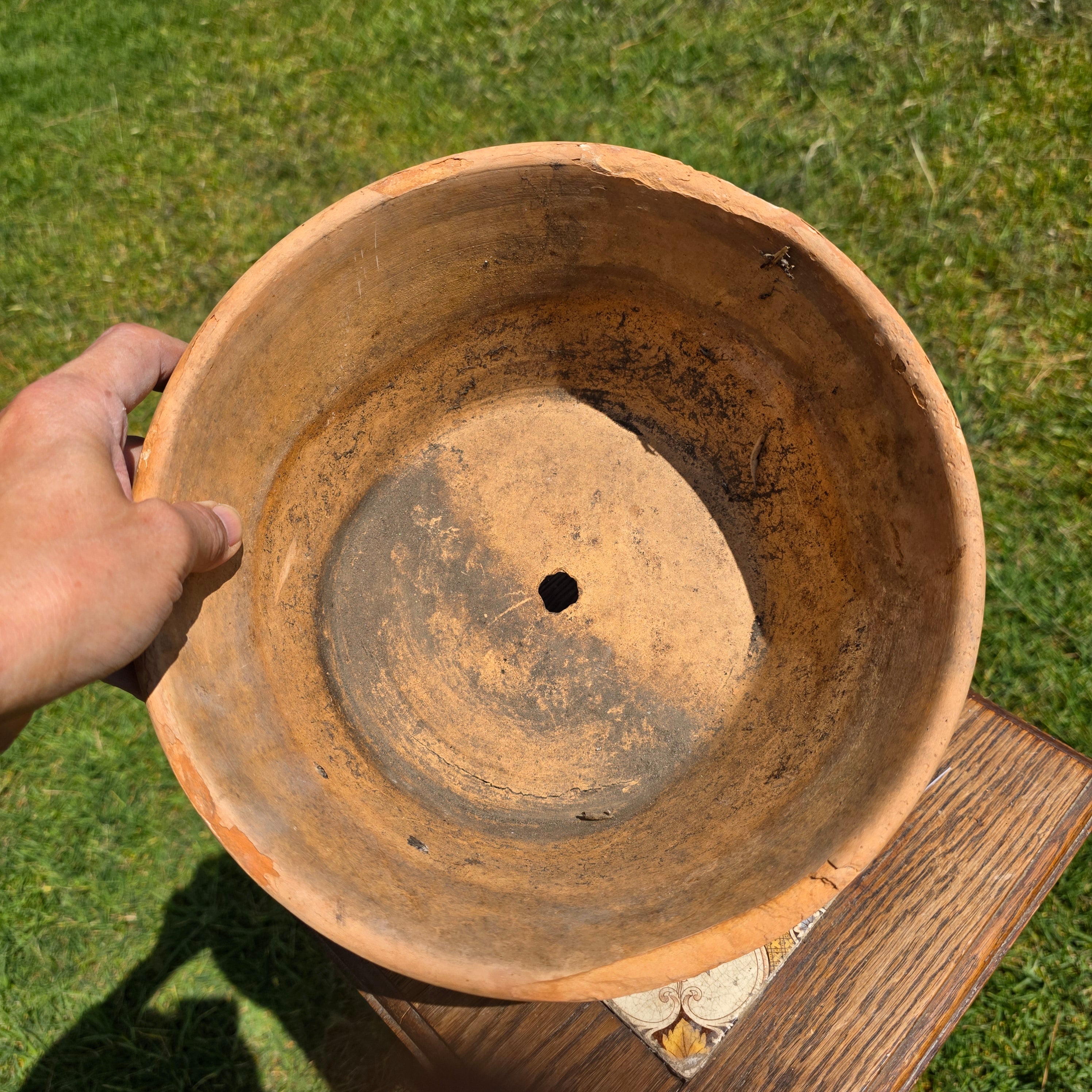 Vintage Italian Terracotta Planter Hand Turned Pottery Rustic Garden Pot 11"