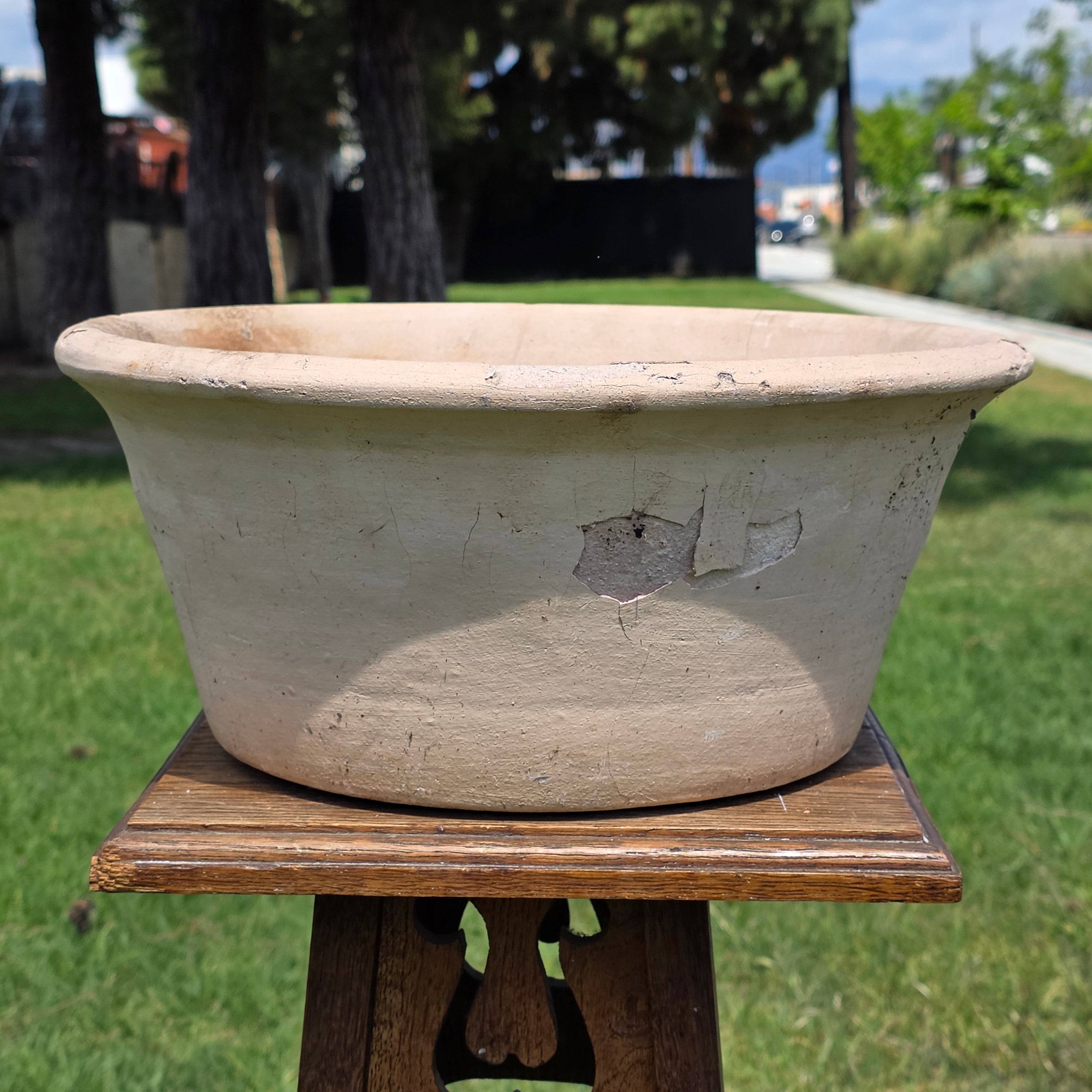 Huge Vintage Italian Garden Planter Pot Bowl 14" Heavy Aged Patina Made in Italy