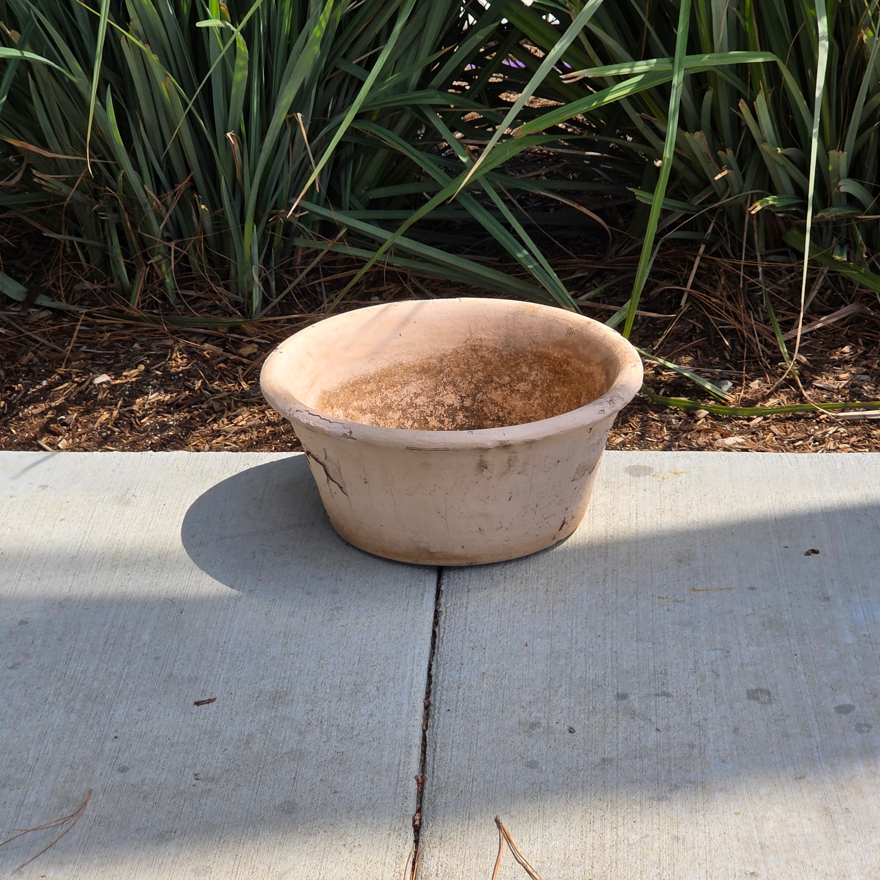 Huge Vintage Italian Garden Planter Pot Bowl 14" Heavy Aged Patina Made in Italy