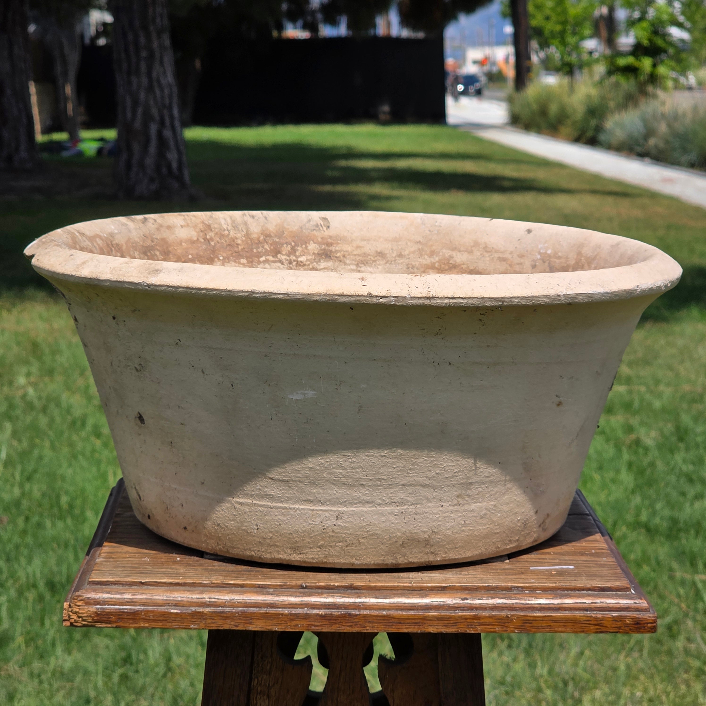 Vintage Italian Cast Stone Garden Planter Bowl 14" Heavy Shabby Chic