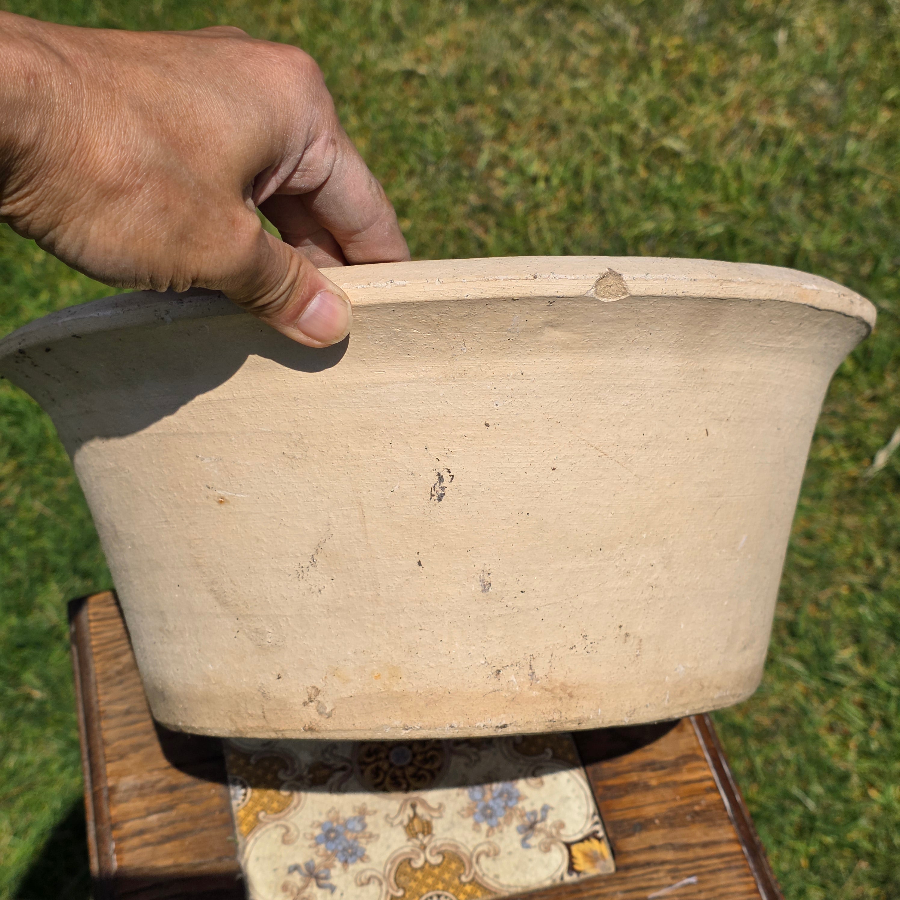 Vintage Italian Cast Stone Garden Planter Bowl 14" Heavy Shabby Chic