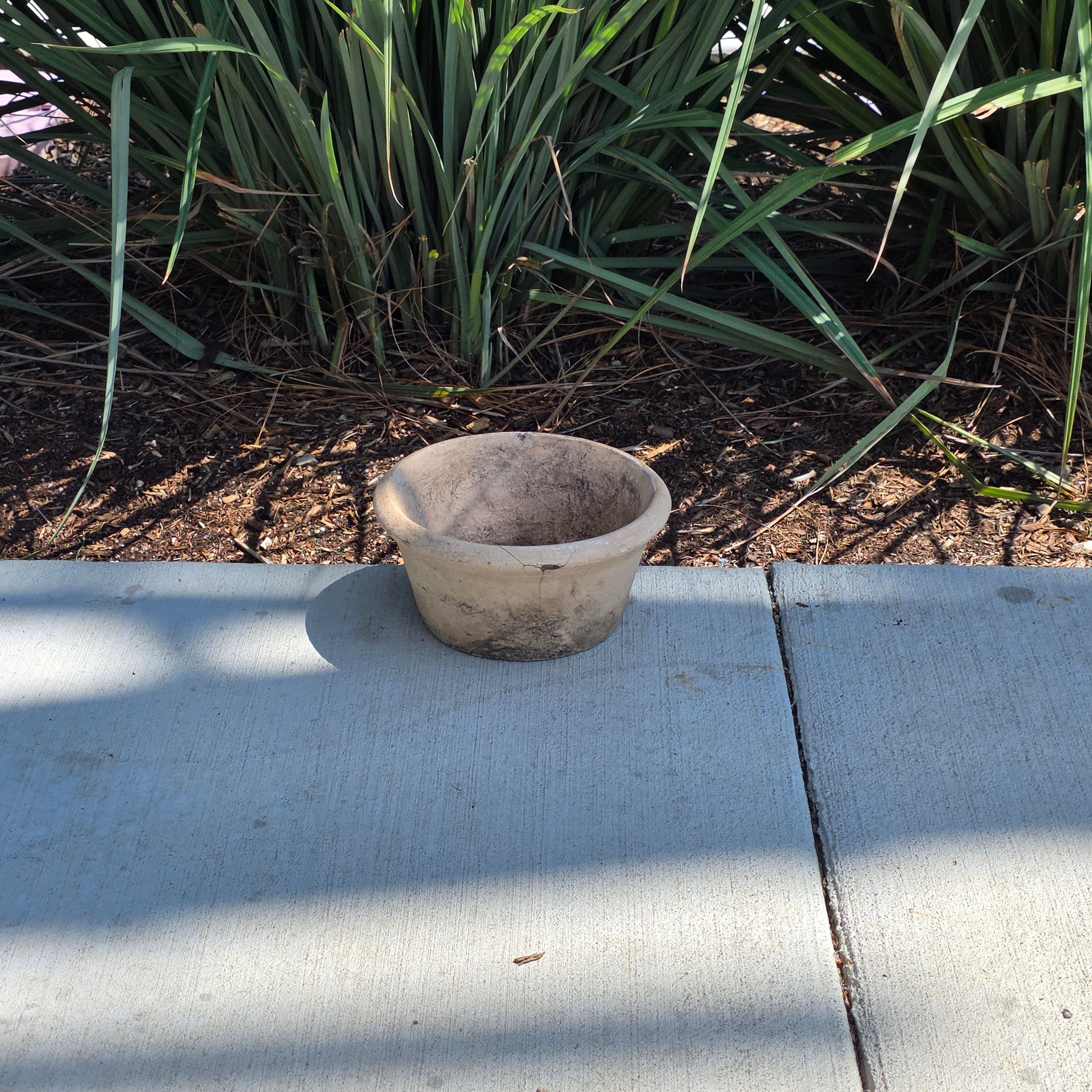 Small Vintage Italian Cast Stone Garden Planter Pot Bowl 9" Heavy Aged Italy MCM