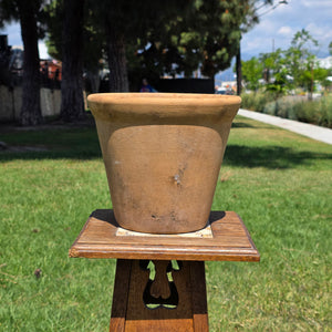 Vintage Italian Terracotta Planter Pot 10" Heavy Aged Patina Garden Italy Round
