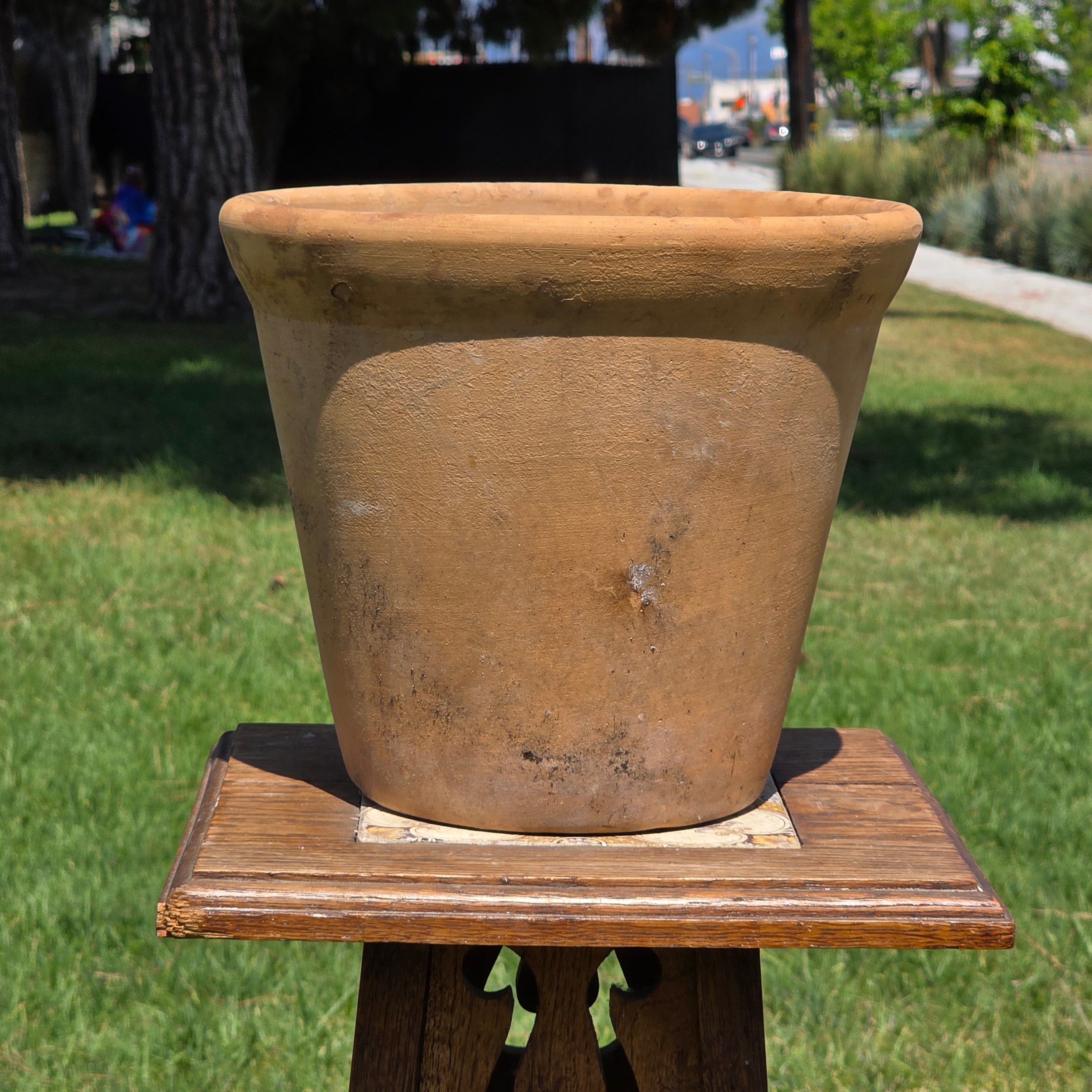 Vintage Italian Terracotta Planter Pot 10" Heavy Aged Patina Garden Italy Round