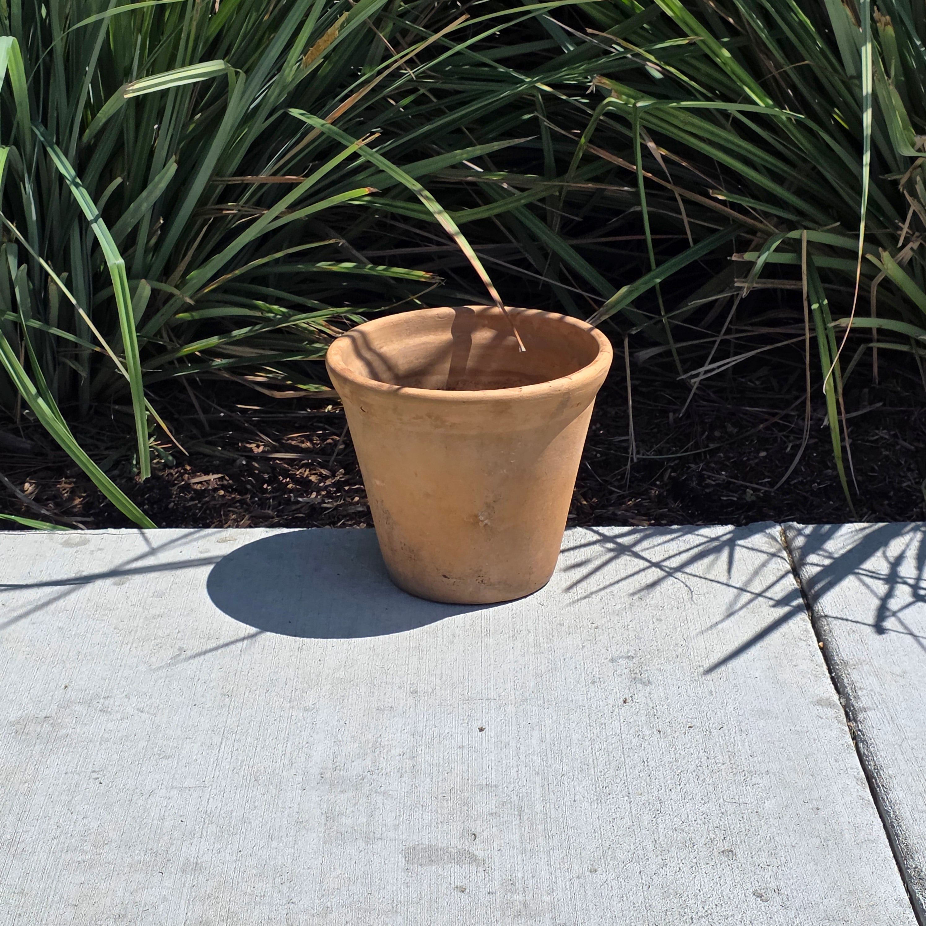 Vintage Italian Terracotta Planter Pot 10" Heavy Aged Patina Garden Italy Round