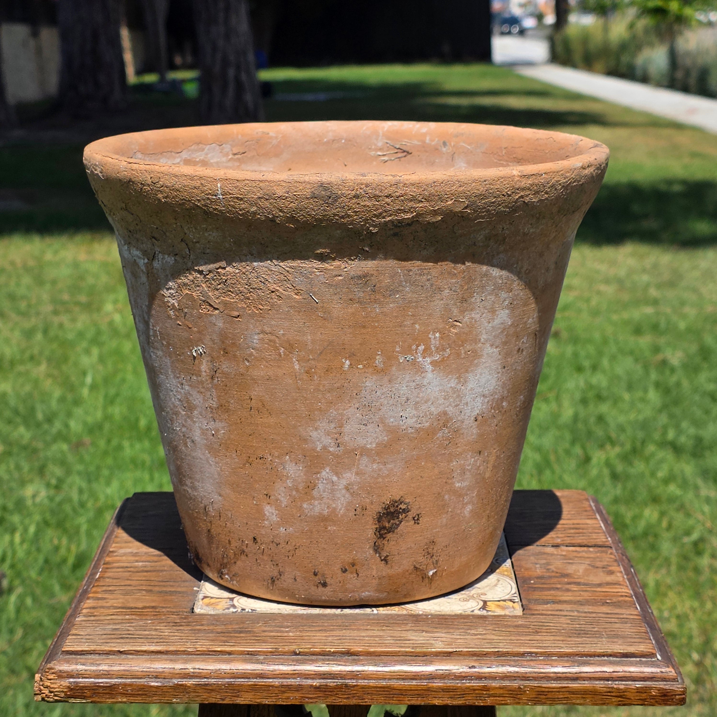Vintage Italian Terracotta Planter Pot 10" Heavy Weathered Patina Italy Garden