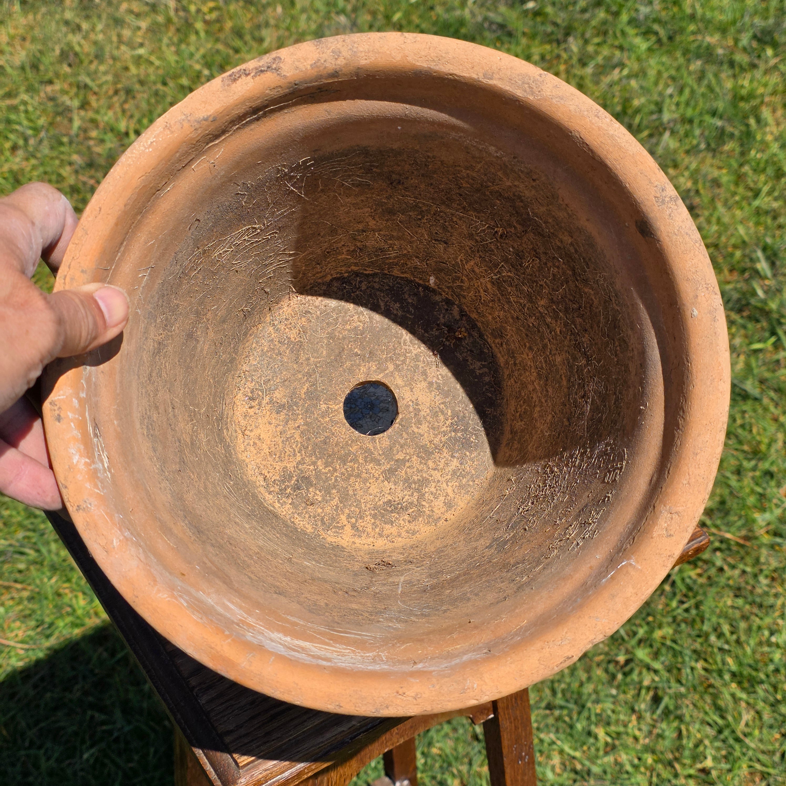 Vintage Italian Terracotta Planter Pot 10" Heavy Weathered Patina Italy Garden