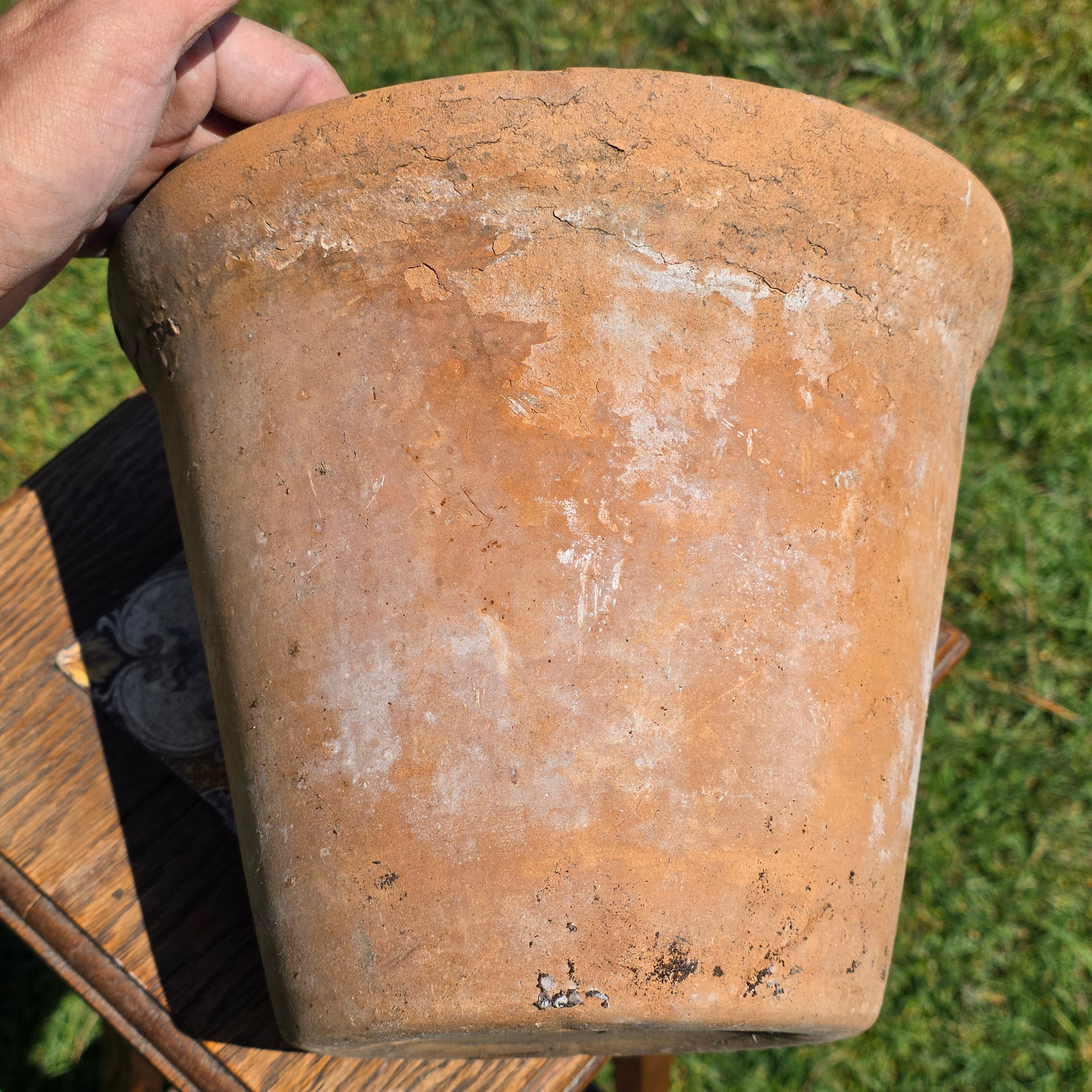 Vintage Italian Terracotta Planter Pot 10" Heavy Weathered Patina Italy Garden
