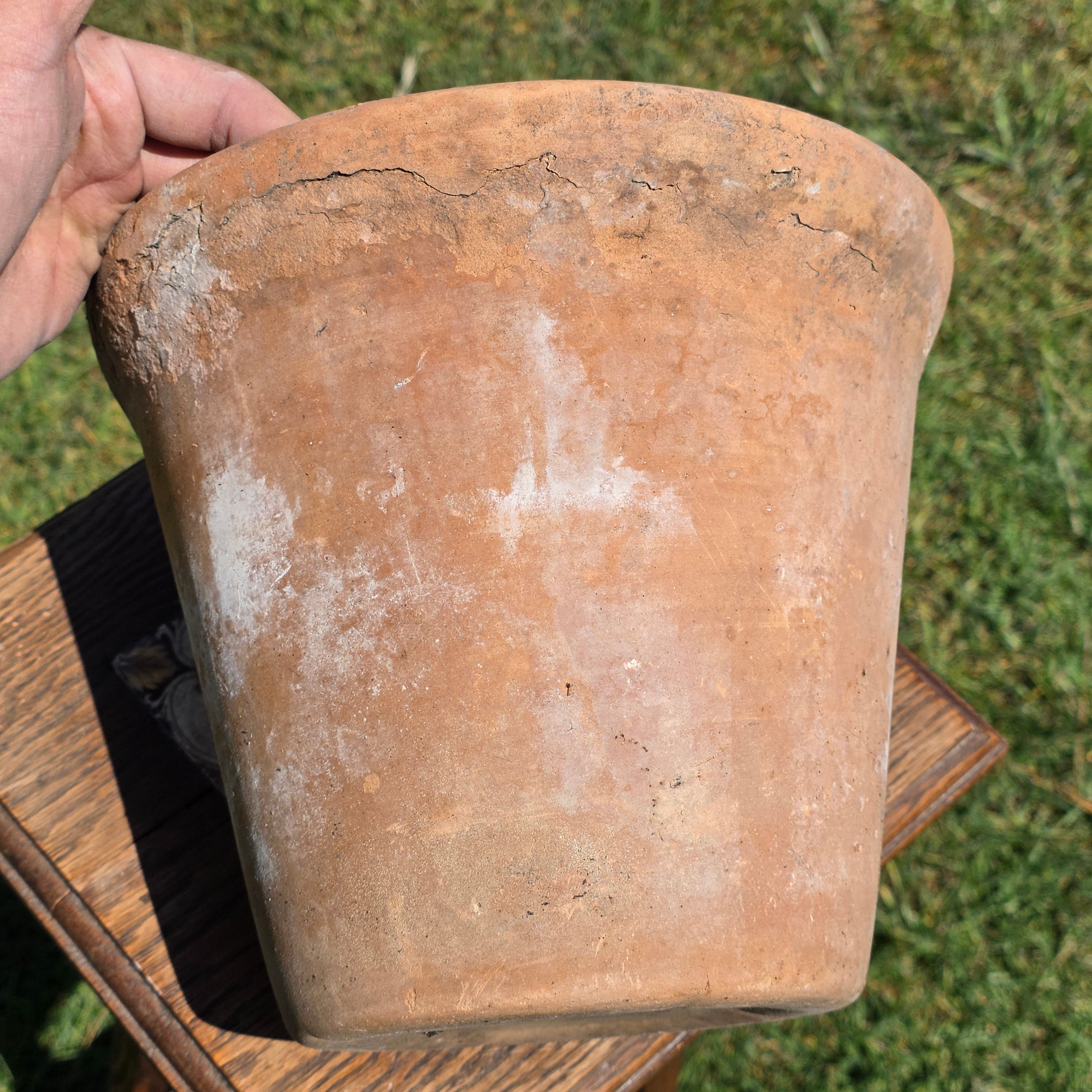 Vintage Italian Terracotta Planter Pot 10" Heavy Weathered Patina Italy Garden