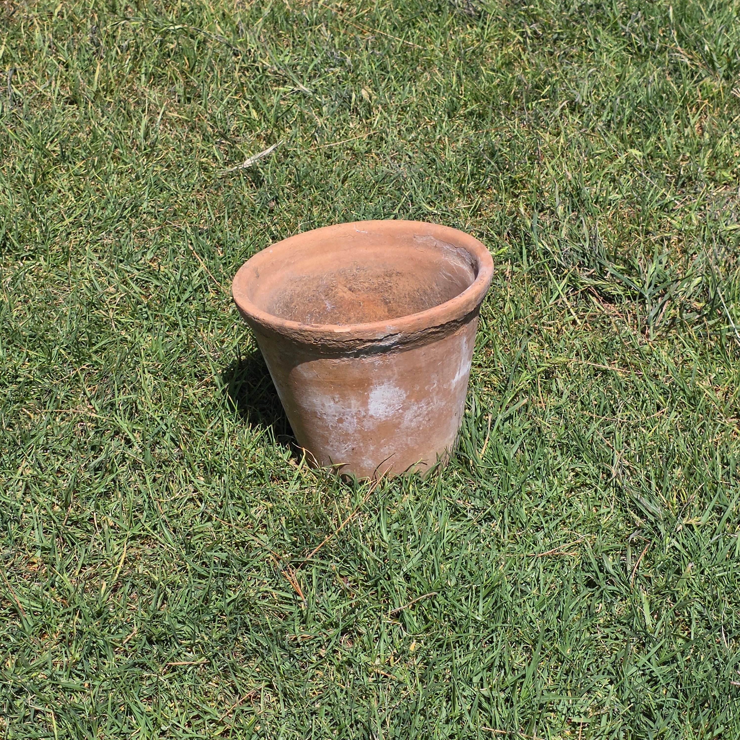 Vintage Italian Terracotta Planter Pot 10" Heavy Weathered Patina Italy Garden
