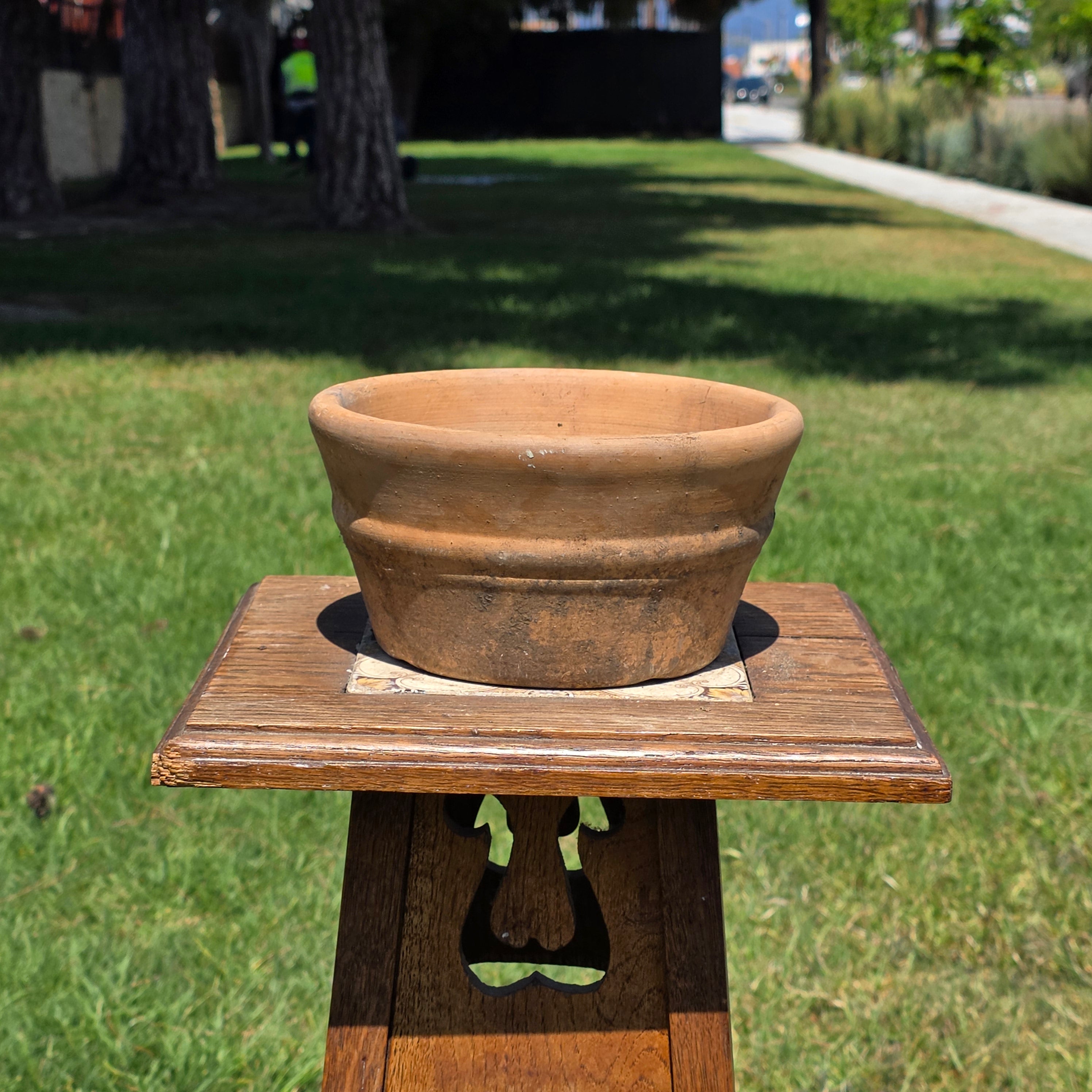 Vintage Italian Terracotta Planter Pot 7.5" Heavy Small Aged Patina