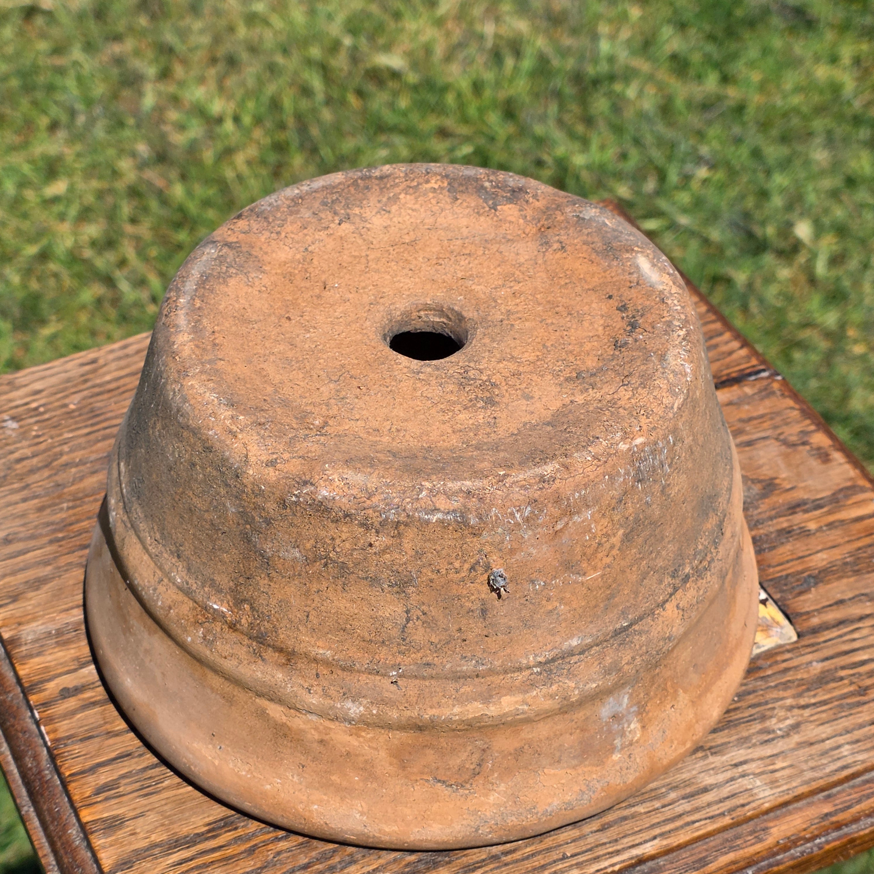 Vintage Italian Terracotta Planter Pot 7.5" Heavy Small Aged Patina