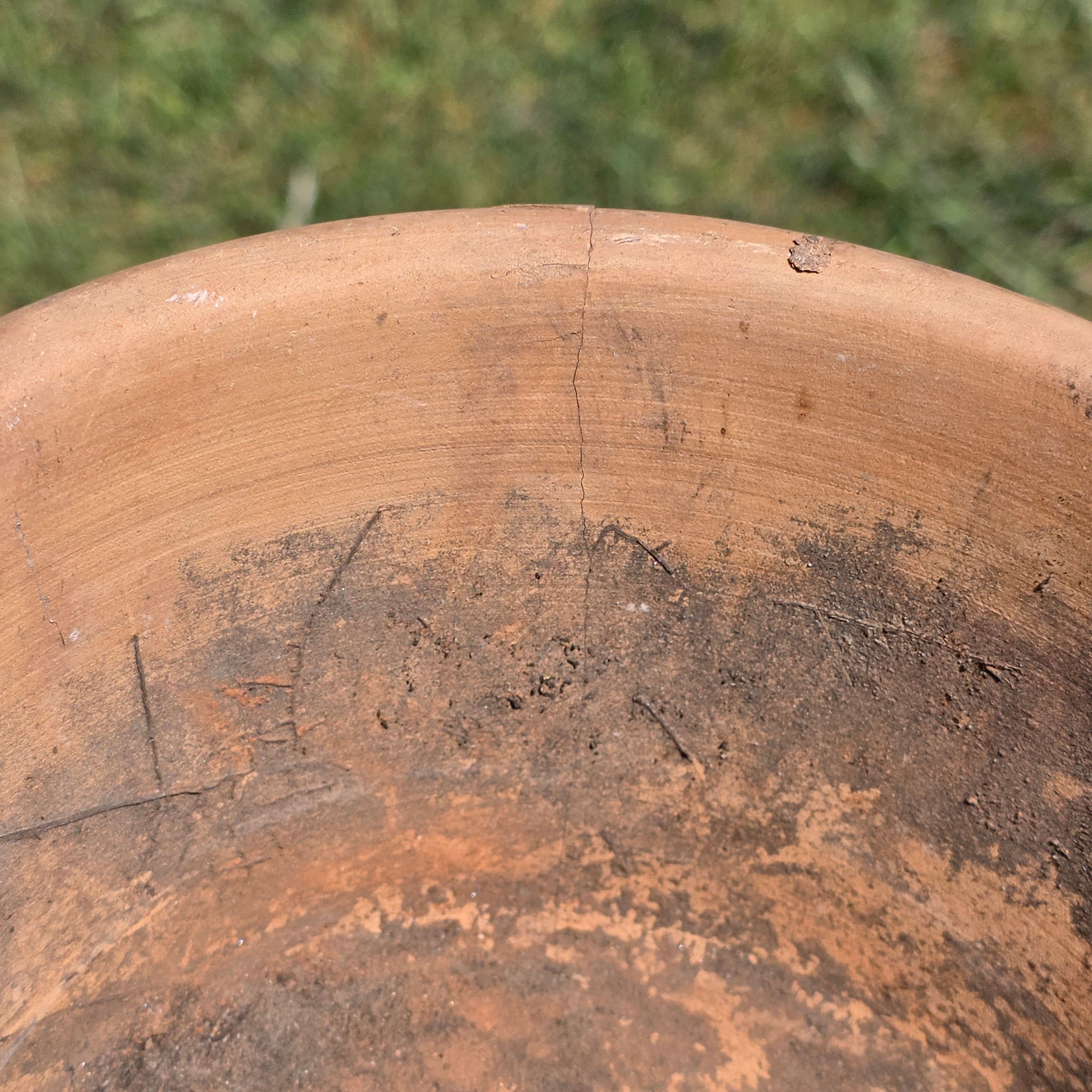 Vintage Italian Terracotta Planter Pot 7.5" Heavy Small Aged Patina