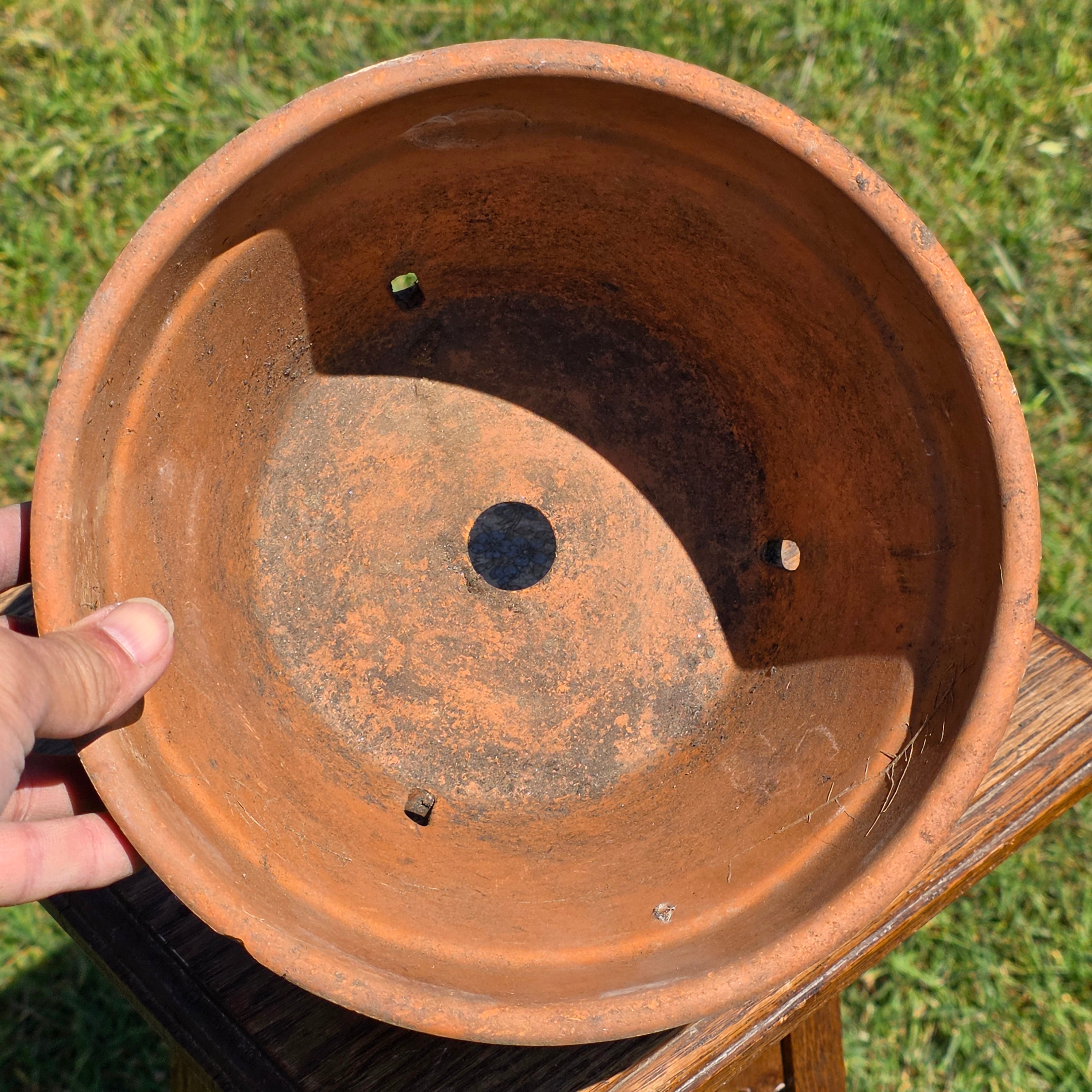 Vintage Italian Terracotta Orchid Pot 9" Heavy Clay Planter Side Holes Aged