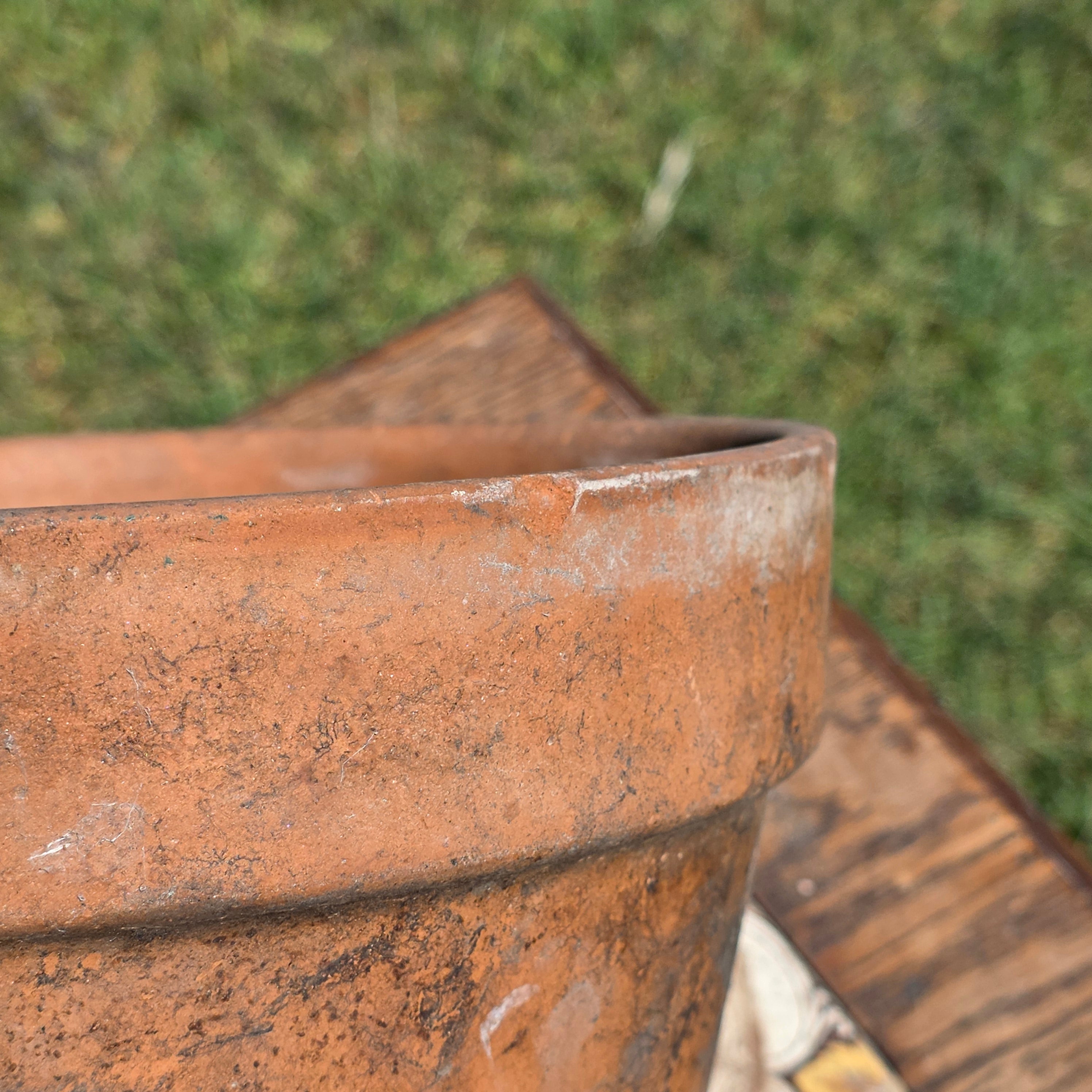 Vintage Italian Terracotta Orchid Pot 9" Heavy Clay Planter Side Holes Aged
