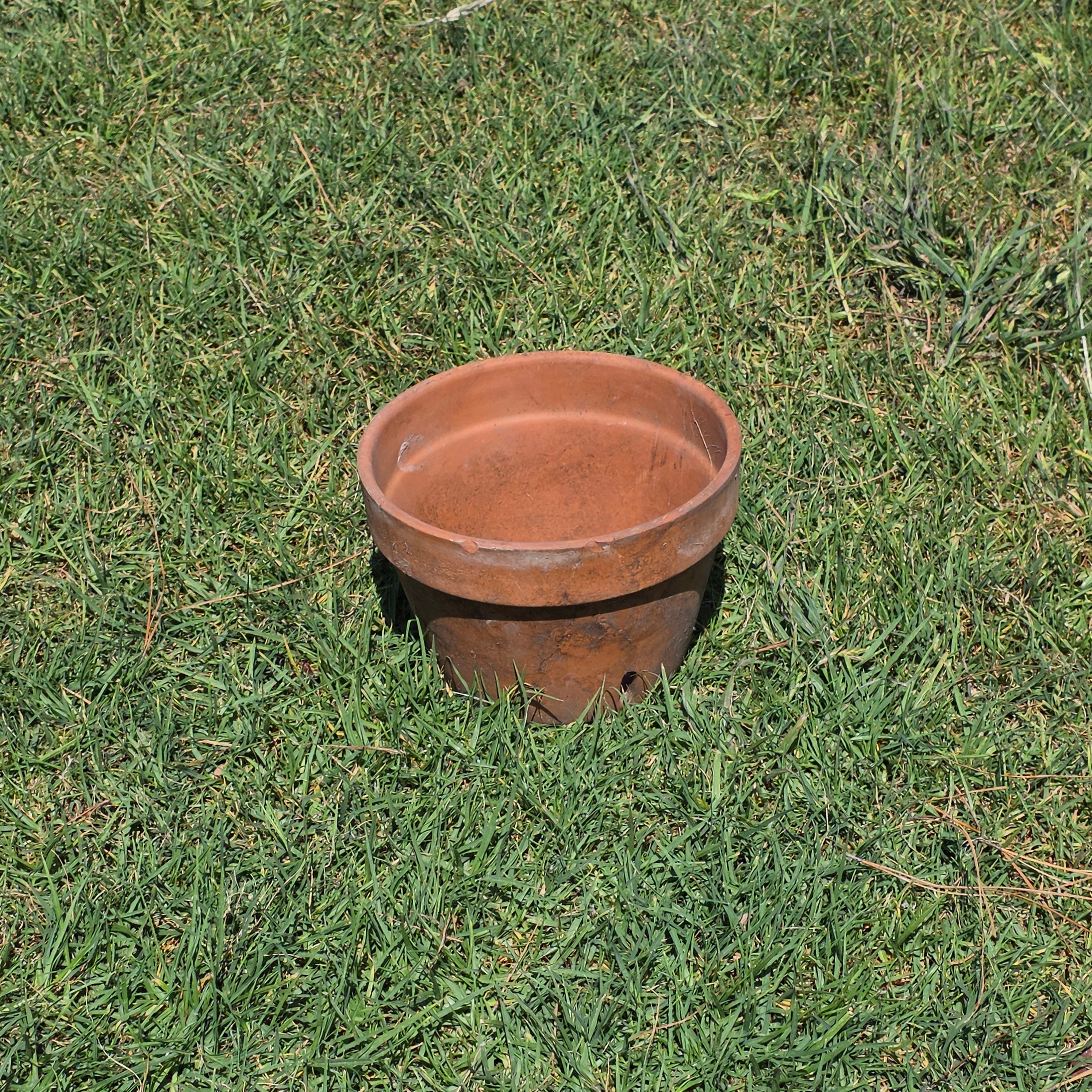 Vintage Italian Terracotta Orchid Pot 9" Heavy Clay Planter Side Holes Aged